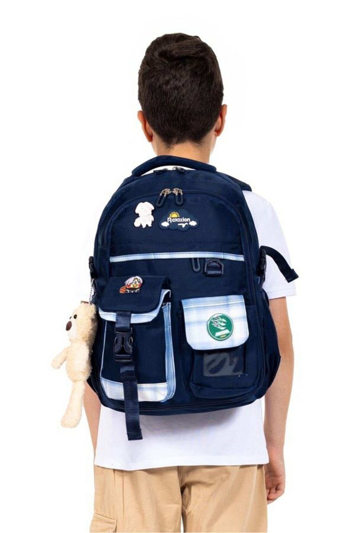 Tam Ortopedik Çok Gözlü Su Geçirmez Aksesuarlı Çocuk Okul Sırt Çanta