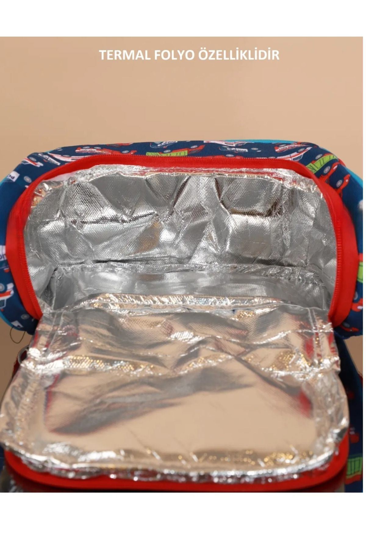 1390 3 lü Tam Ortopedik Renkli Desenli Okul Çanta Seti (Sırt Çantası + Beslenme Çantası + Kalemlik)