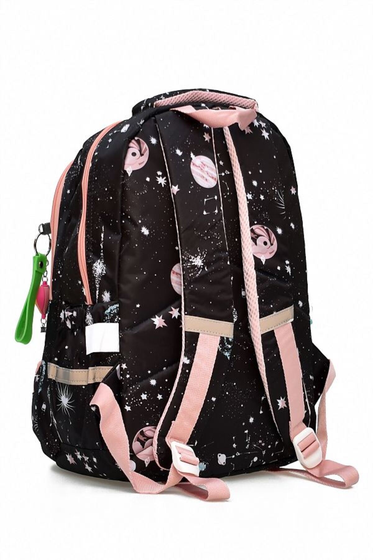 1385 3 lü Ortopedik Çok Gözlü Su Geçirmez Laptop Bölmeli Aksesuarlı Çocuk Okul Sırt Çanta