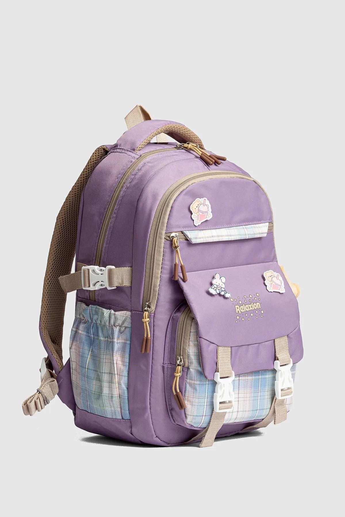 1396 3 lü Ortopedik Çok Gözlü Su Geçirmez Laptop Bölmeli Aksesuarlı Çocuk Okul Sırt Çanta