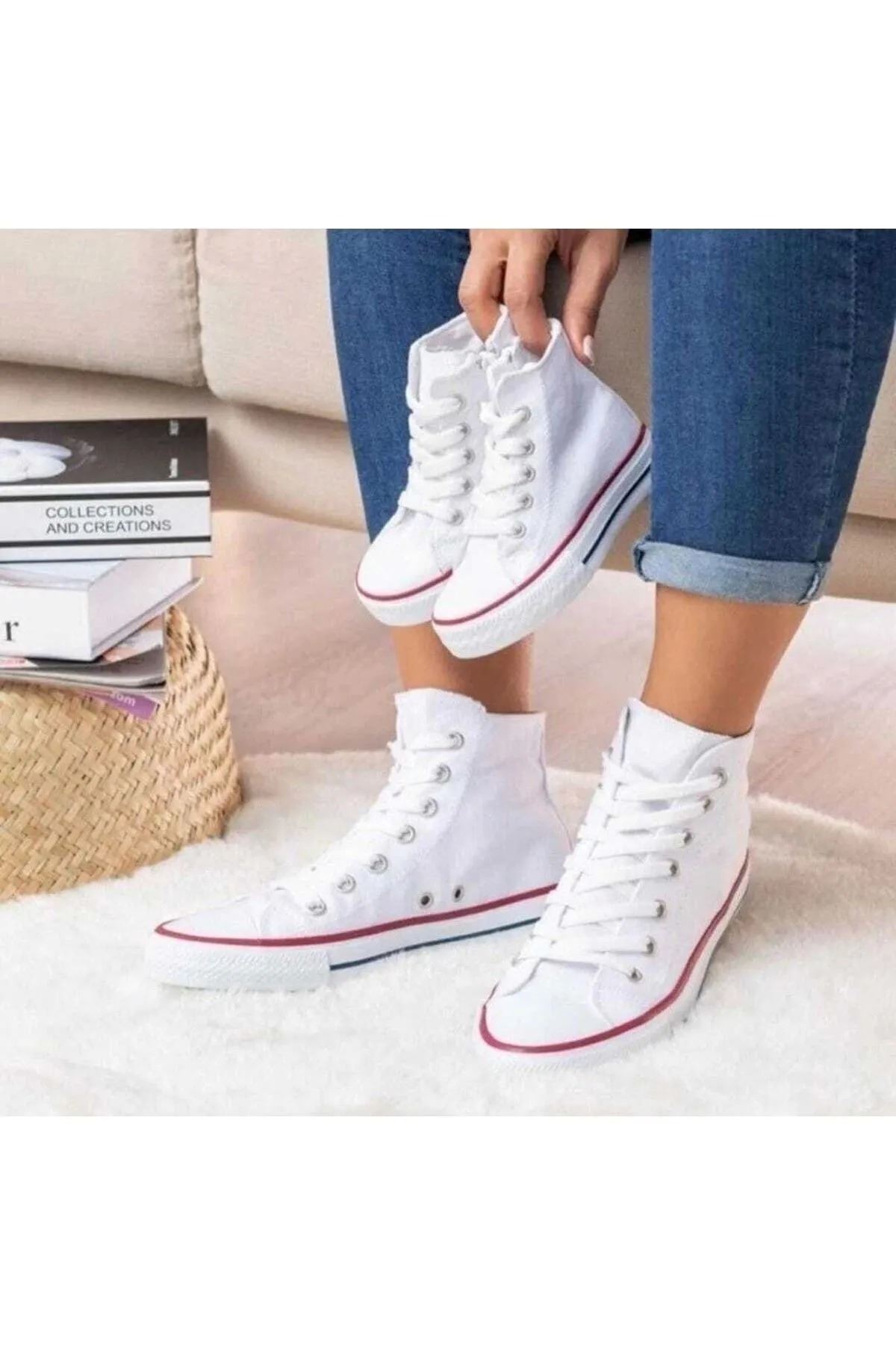 Chuckline Kadın Erkek Yüksek Bilek Kanvas Bez Rahat Taban Bağcıklı Spor Ayakkabı