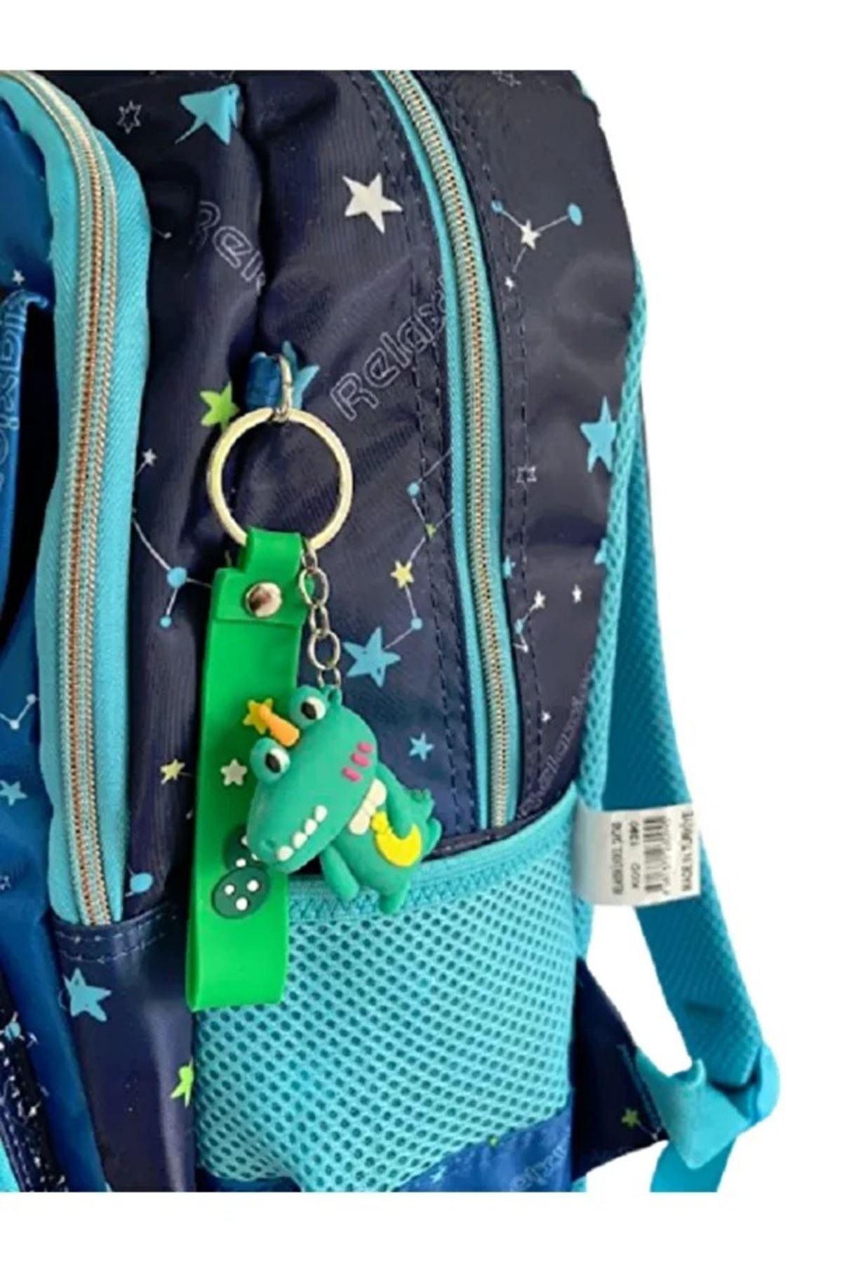 1390 3 lü Tam Ortopedik Renkli Desenli Okul Çanta Seti (Sırt Çantası + Beslenme Çantası + Kalemlik)