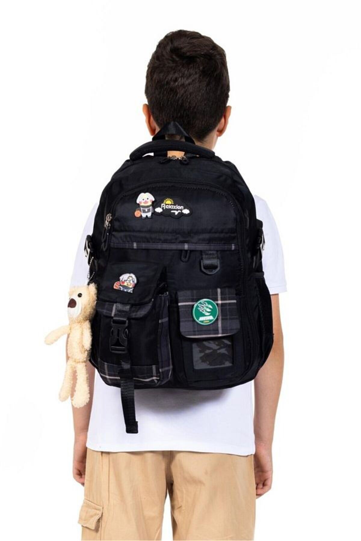 Tam Ortopedik Çok Gözlü Su Geçirmez Aksesuarlı Çocuk Okul Sırt Çanta