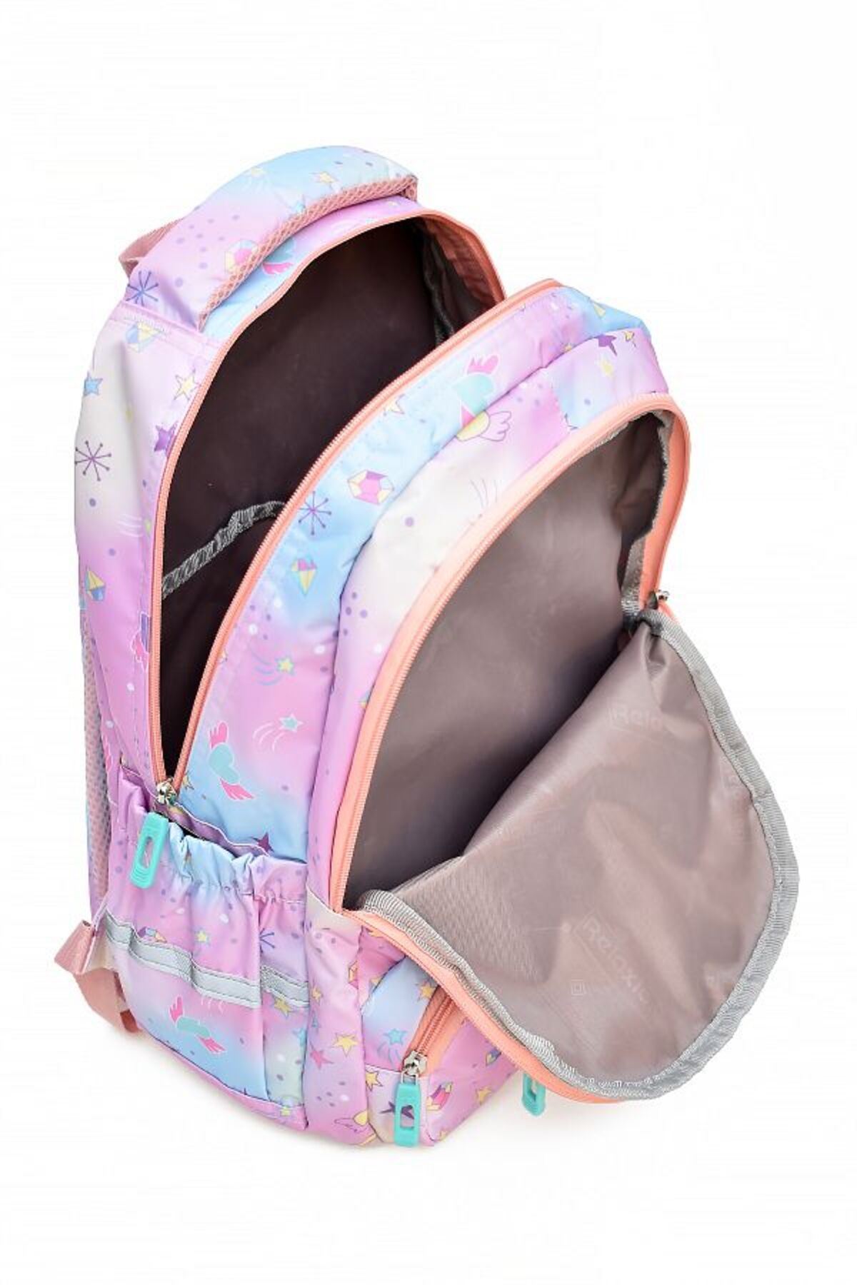 1385 3 lü Ortopedik Çok Gözlü Su Geçirmez Laptop Bölmeli Aksesuarlı Çocuk Okul Sırt Çanta