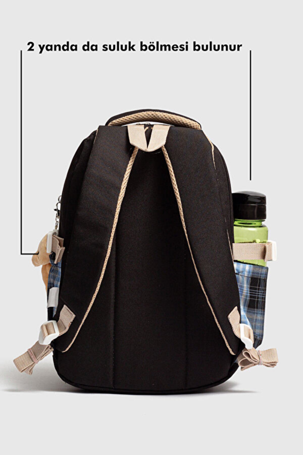 1396 3 lü Ortopedik Çok Gözlü Su Geçirmez Laptop Bölmeli Aksesuarlı Çocuk Okul Sırt Çanta