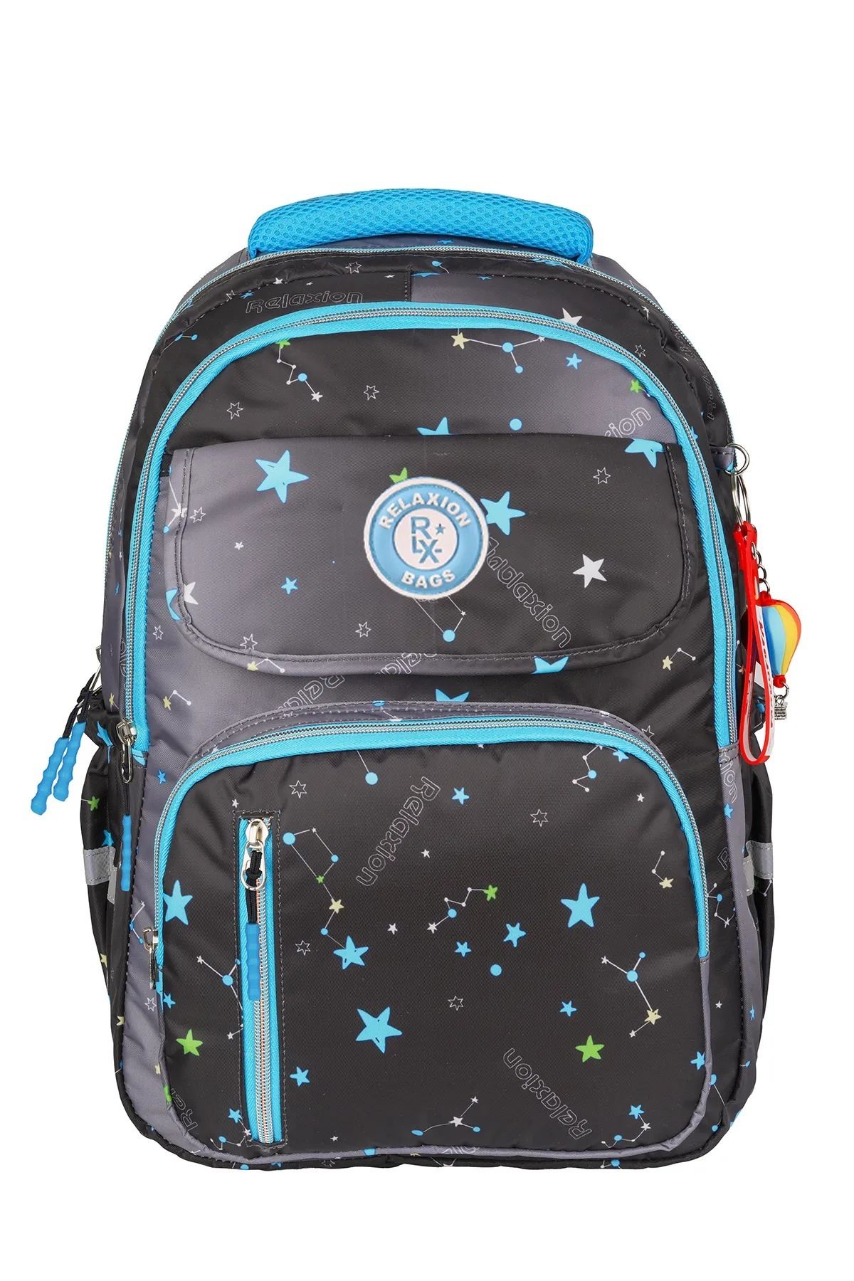 1390 3 lü Tam Ortopedik Renkli Desenli Okul Çanta Seti (Sırt Çantası + Beslenme Çantası + Kalemlik)