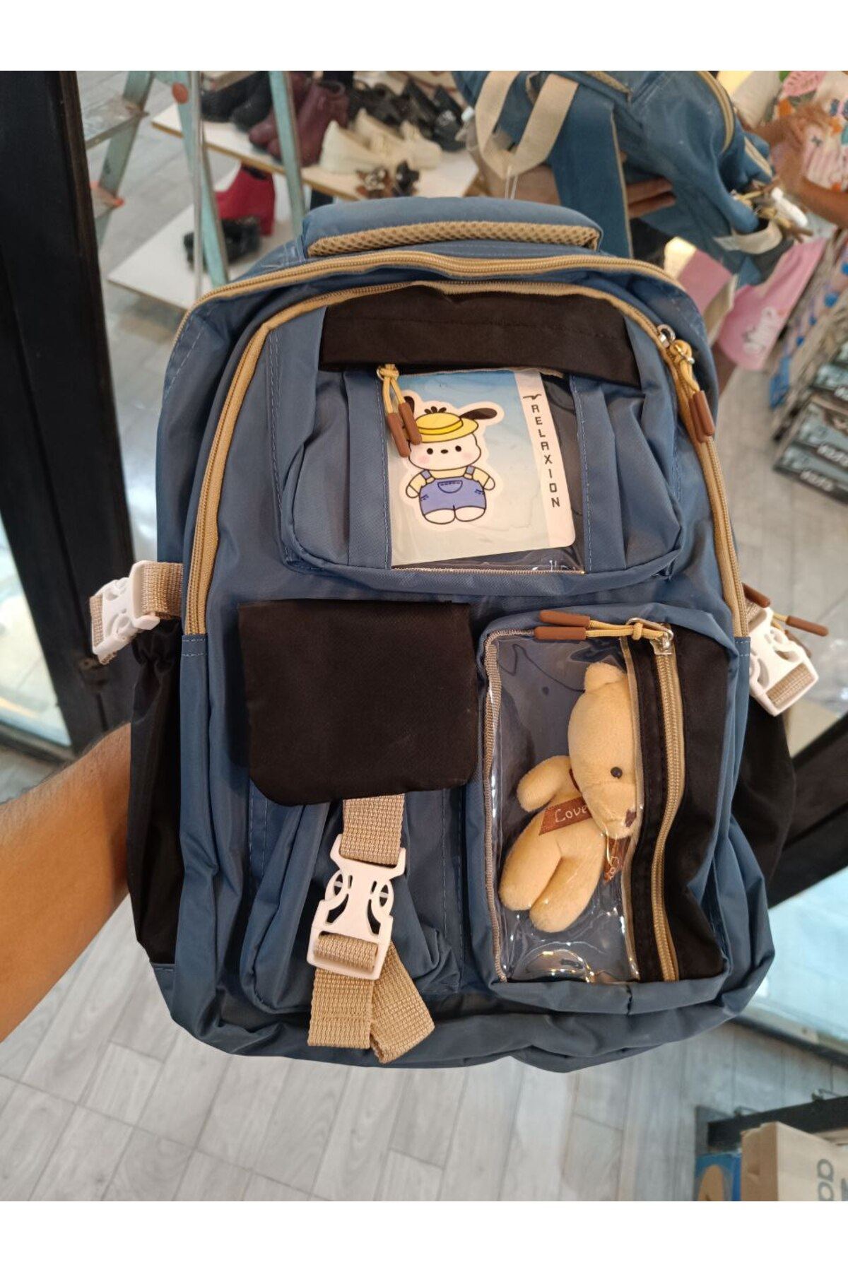 1395 3 lü Ortopedik Çok Gözlü Su Geçirmez Laptop Bölmeli Aksesuarlı Çocuk Okul Sırt Çanta