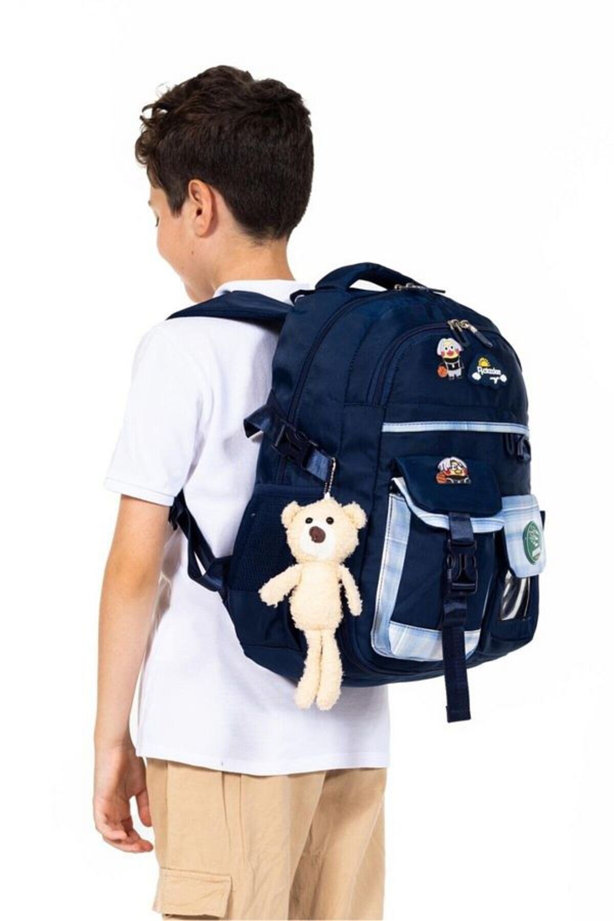 Tam Ortopedik Çok Gözlü Su Geçirmez Aksesuarlı Çocuk Okul Sırt Çanta