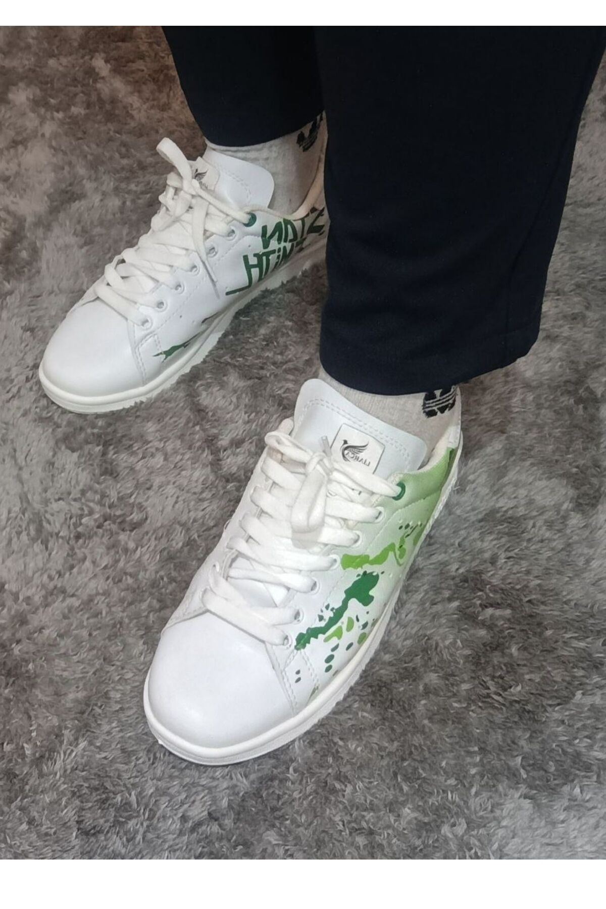 5015 Rahat Şık Beyaz Yeşil Sneaker Yürüyüş Ayakkabısı 36 37 38 39 40 Numara 