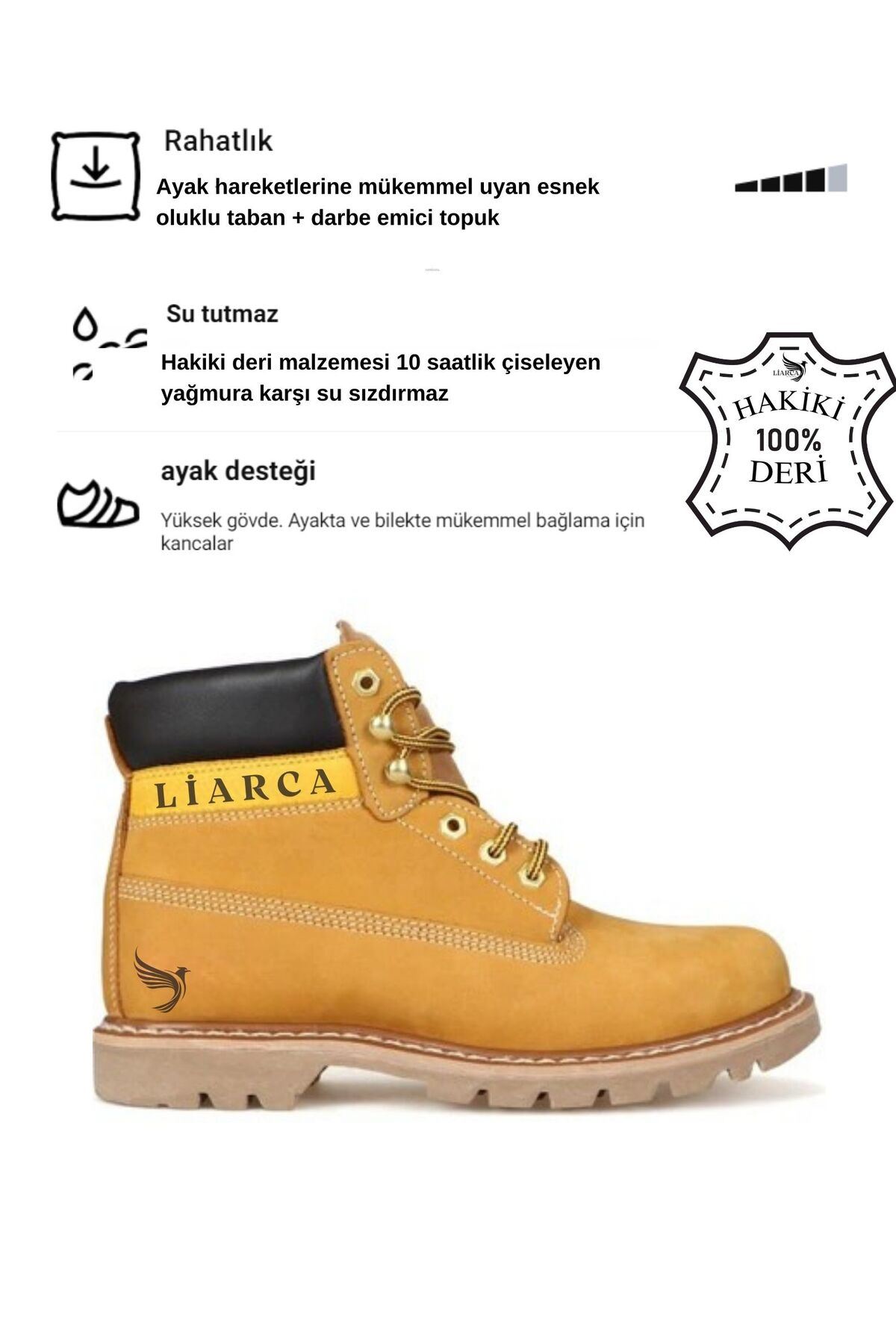 Hakiki  Deri Hafif Soğuk Geçirmez Kaymaz Kauçuk alt ve Rahat İç Taban Kışlık Unisex 36 37 38 39 40 4