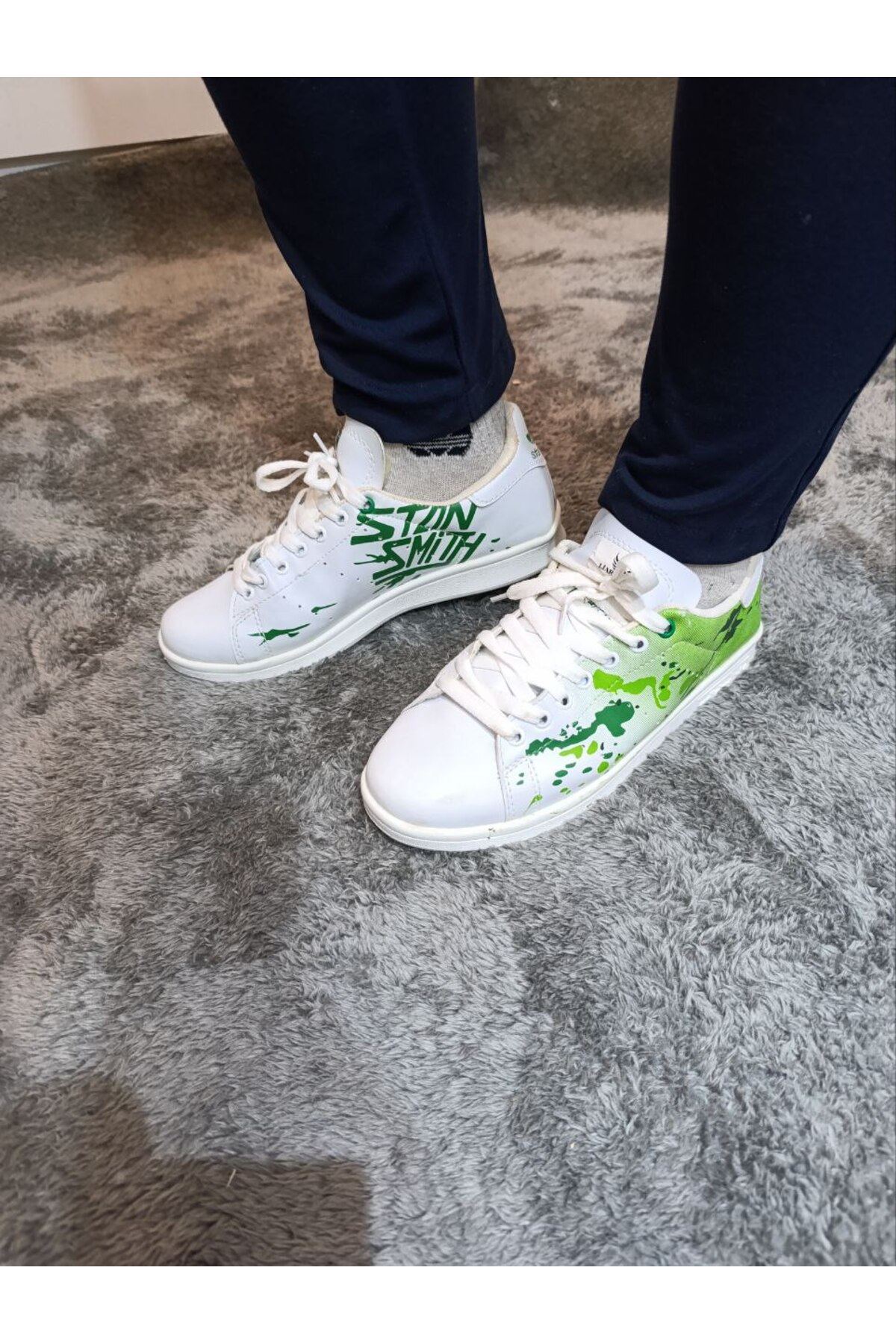 5015 Rahat Şık Beyaz Yeşil Sneaker Yürüyüş Ayakkabısı 36 37 38 39 40 Numara 