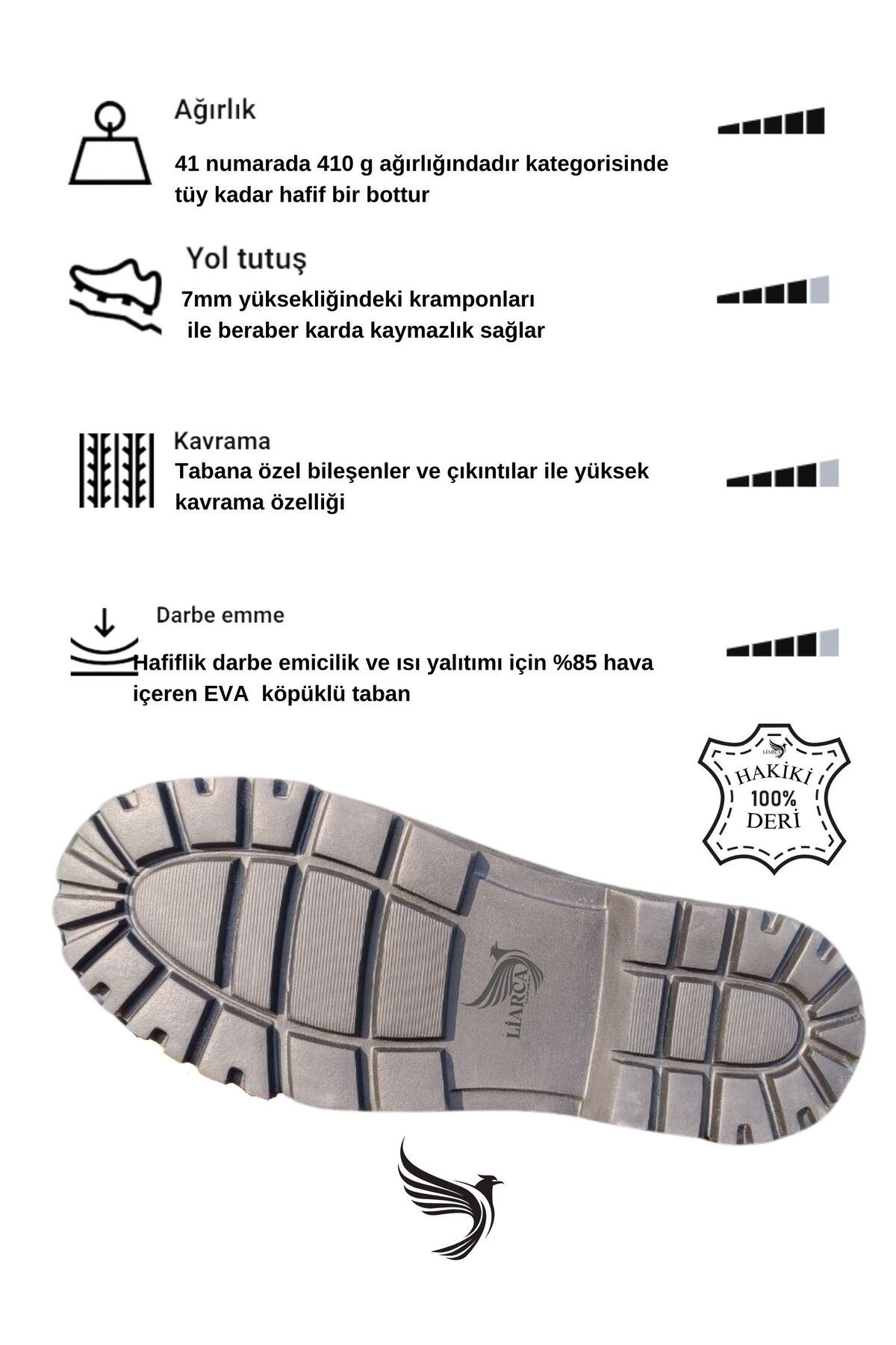 Hakiki  Deri Garantili Süper Hafif Soğuk Geçirmez Kaymaz Eva alt ve Rahat İç Taban Kışlık Erkek Bot