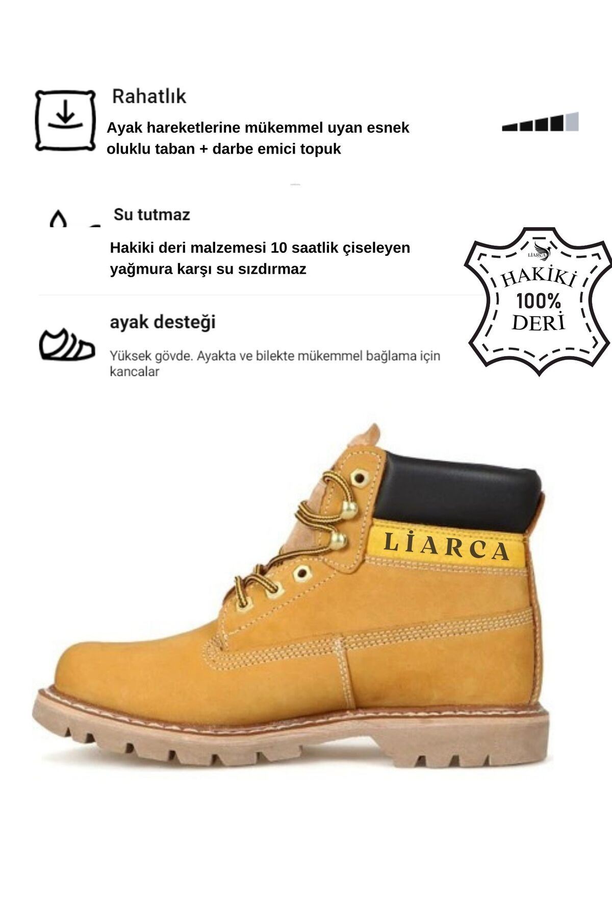 Hakiki  Deri Hafif Soğuk Geçirmez Kaymaz Kauçuk alt ve Rahat İç Taban Kışlık Unisex 36 37 38 39 40 4