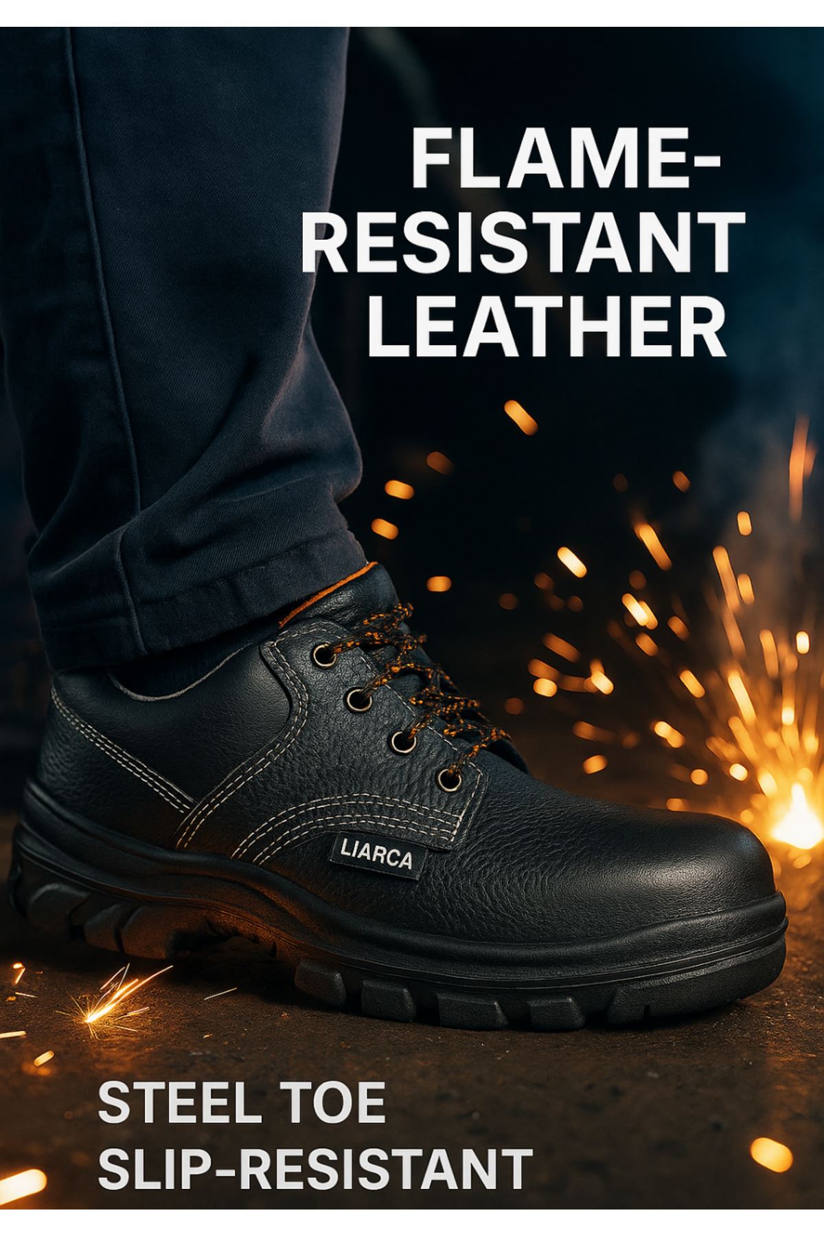 ProGuard™ Çelik Burunlu Deri Tam Kapalı İş Ayakkabısı – Hafif, Kaymaz, Şok Emici, Su & Yağ Geçirmez