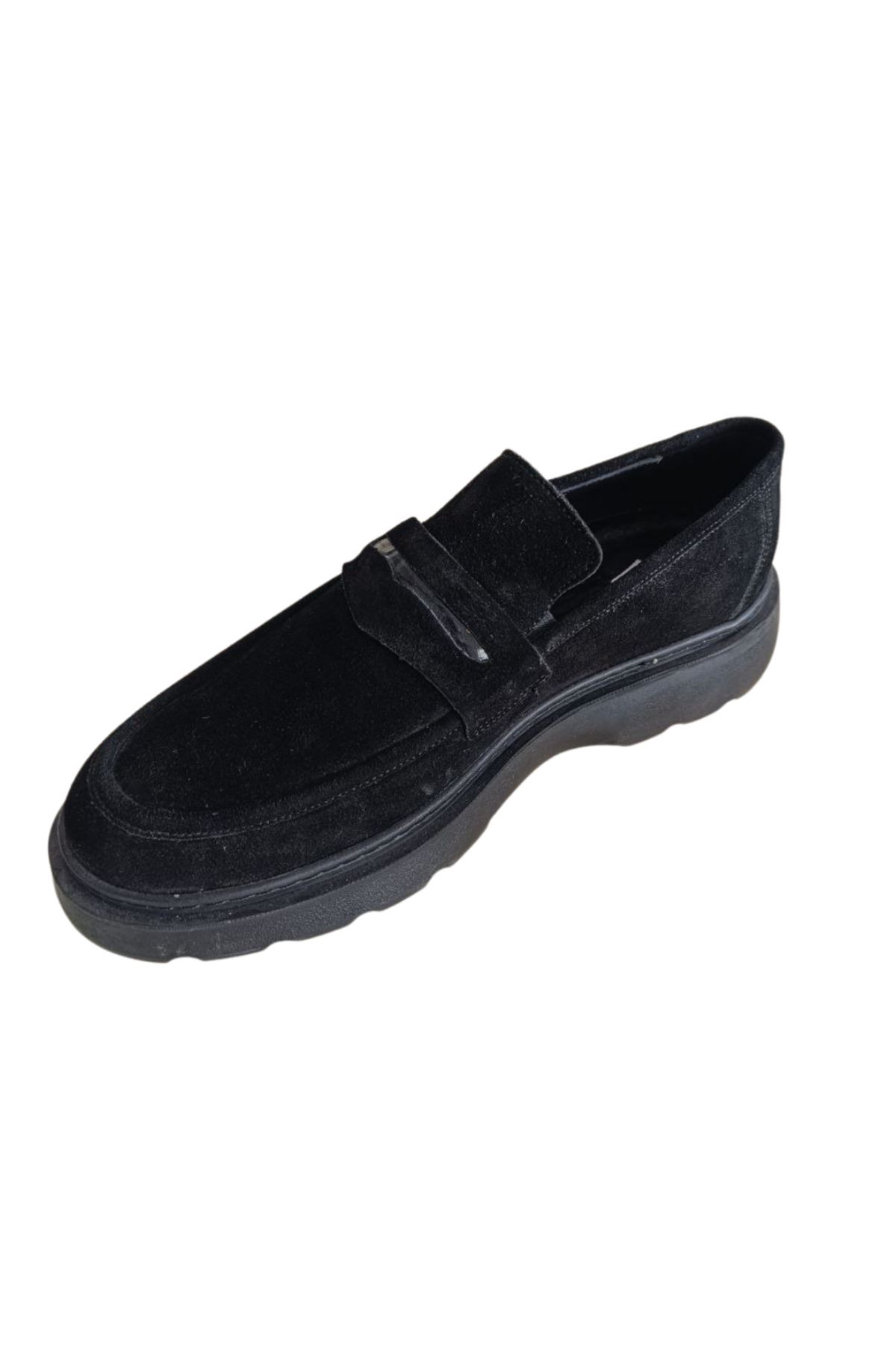 ONYX Erkek Siyah Hakiki Deri Makosen | Kalın Taban Loafer Günlük Klasik Ayakkabı | Yeni Sezon