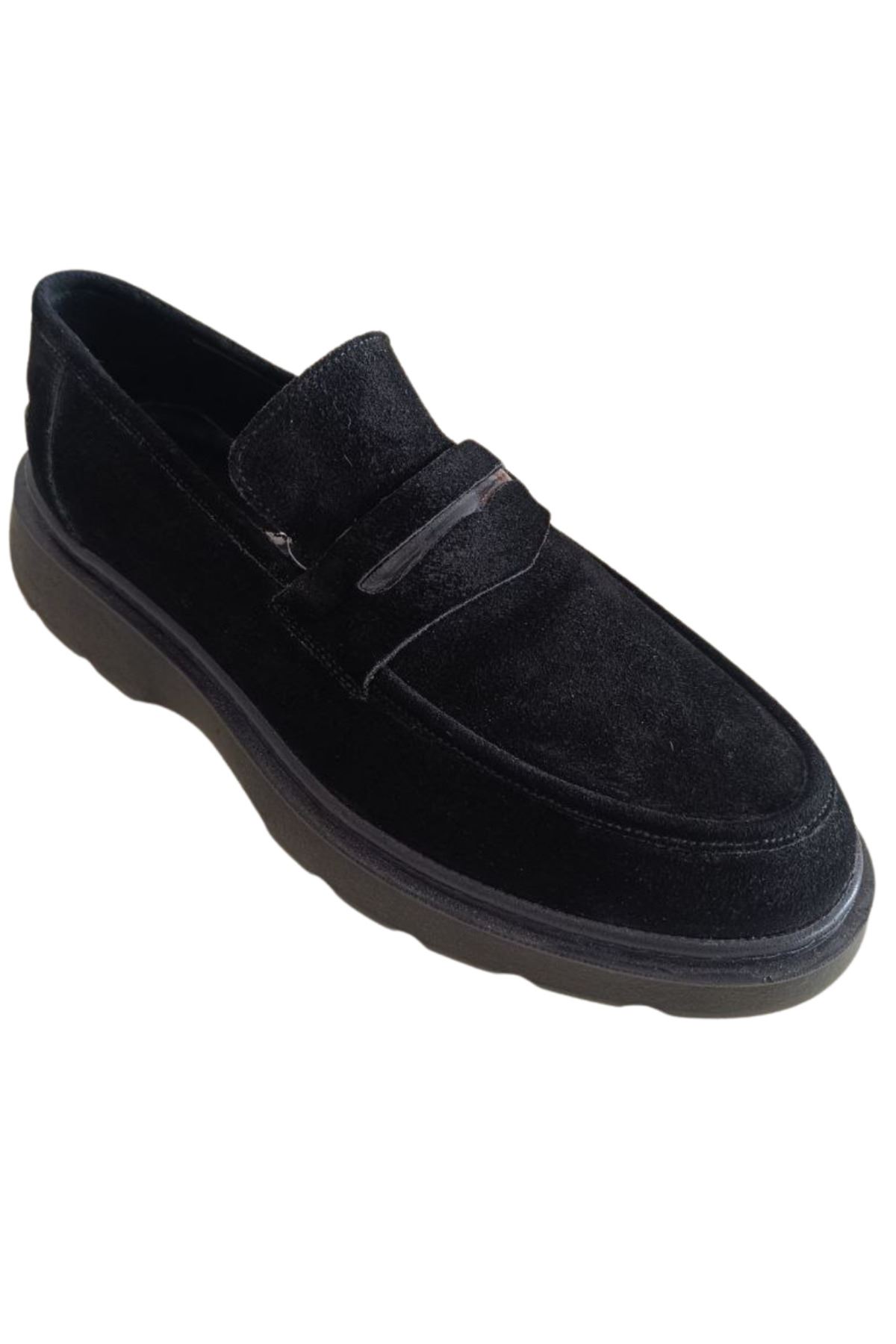 ONYX Erkek Siyah Hakiki Deri Makosen | Kalın Taban Loafer Günlük Klasik Ayakkabı | Yeni Sezon