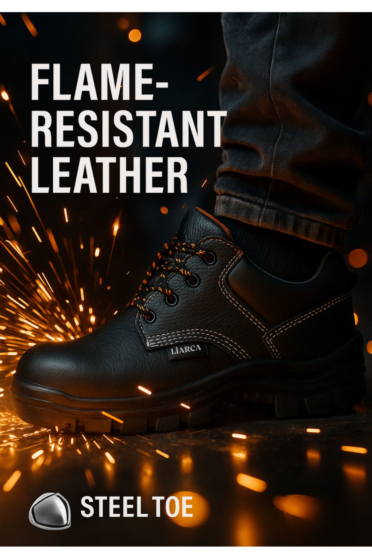 ProGuard™ Çelik Burunlu Deri Tam Kapalı İş Ayakkabısı – Hafif, Kaymaz, Şok Emici, Su & Yağ Geçirmez