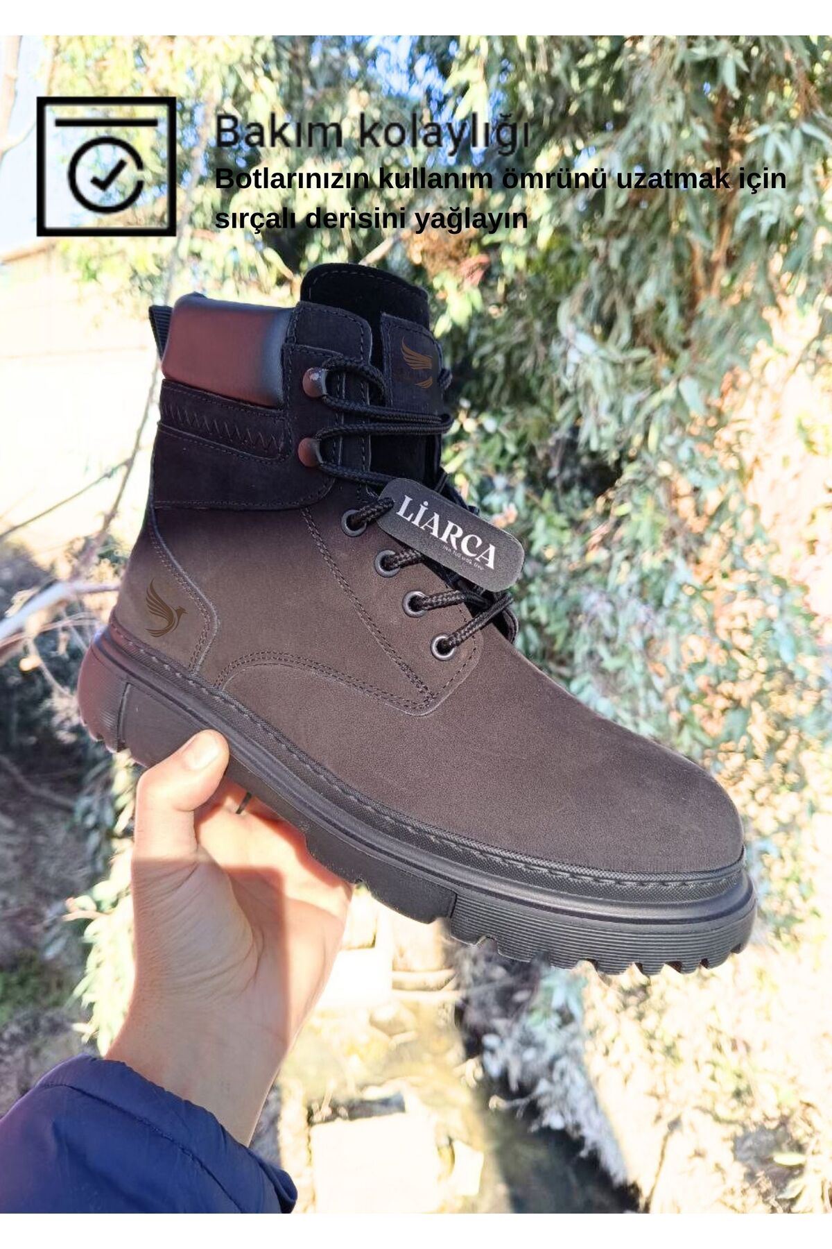 Hakiki  Deri Garantili Süper Hafif Soğuk Geçirmez Kaymaz Eva alt ve Rahat İç Taban Kışlık Erkek Bot