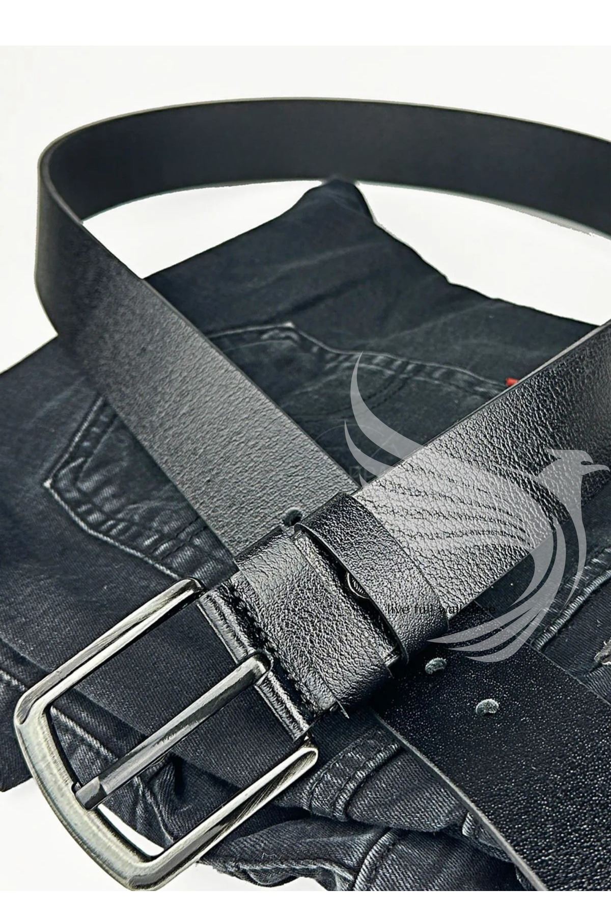 %100 Hakiki Deri Erkek Kot Kemeri 4.5 Cm Manda Derisi Siyah Hediyelik Kemer Çeyizlik Spor Kemer