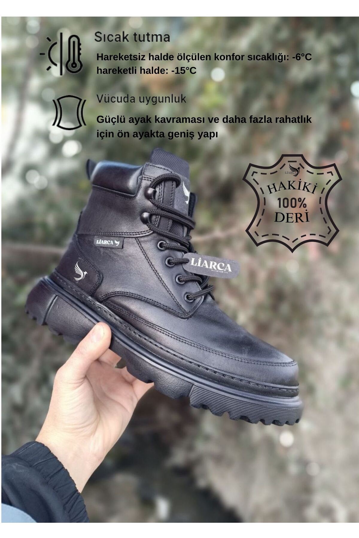 Hakiki Deri  Garantili Soğuk Geçirmez Kaymaz Eva alt ve Rahat İç Taban Kışlık Erkek Bot