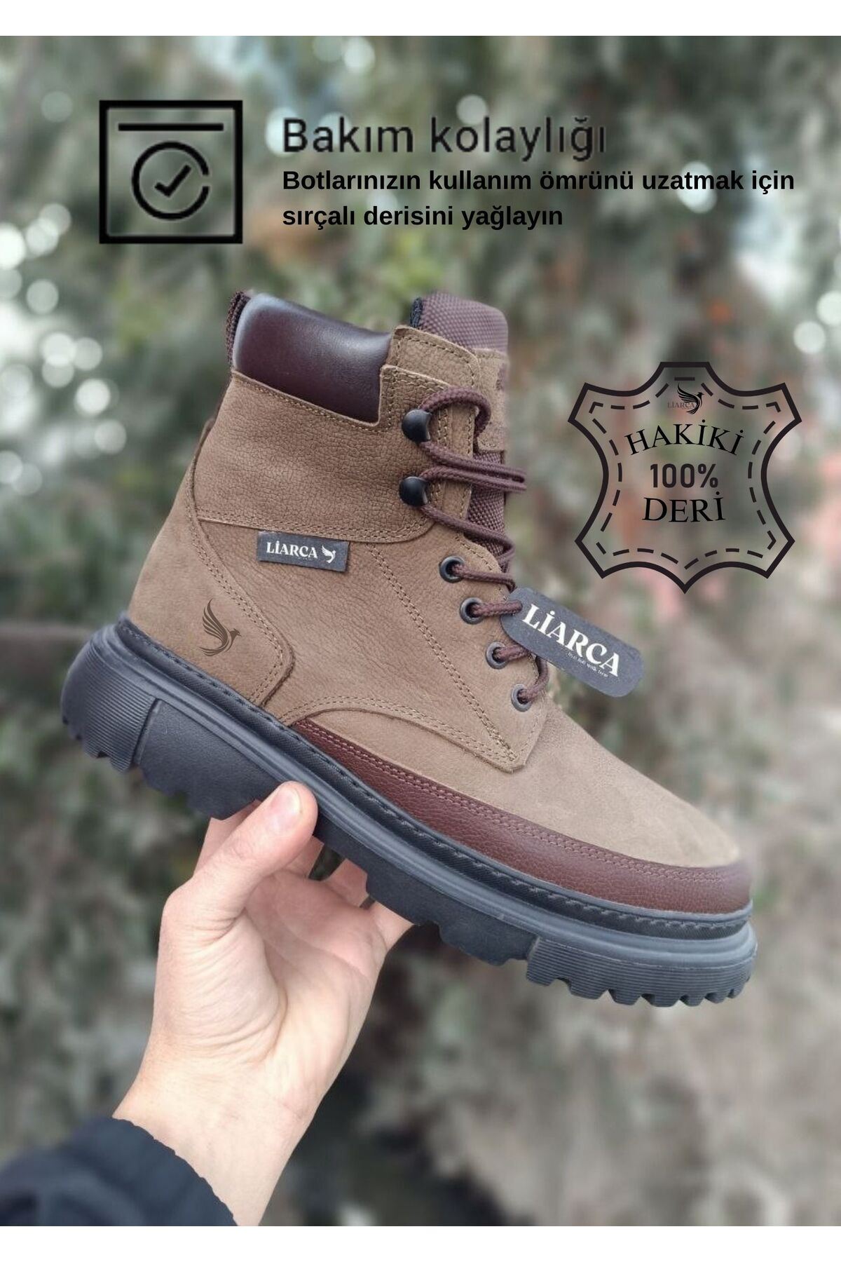 Hakiki Deri  Garantili Soğuk Geçirmez Kaymaz Eva alt ve Rahat İç Taban Kışlık Erkek Bot