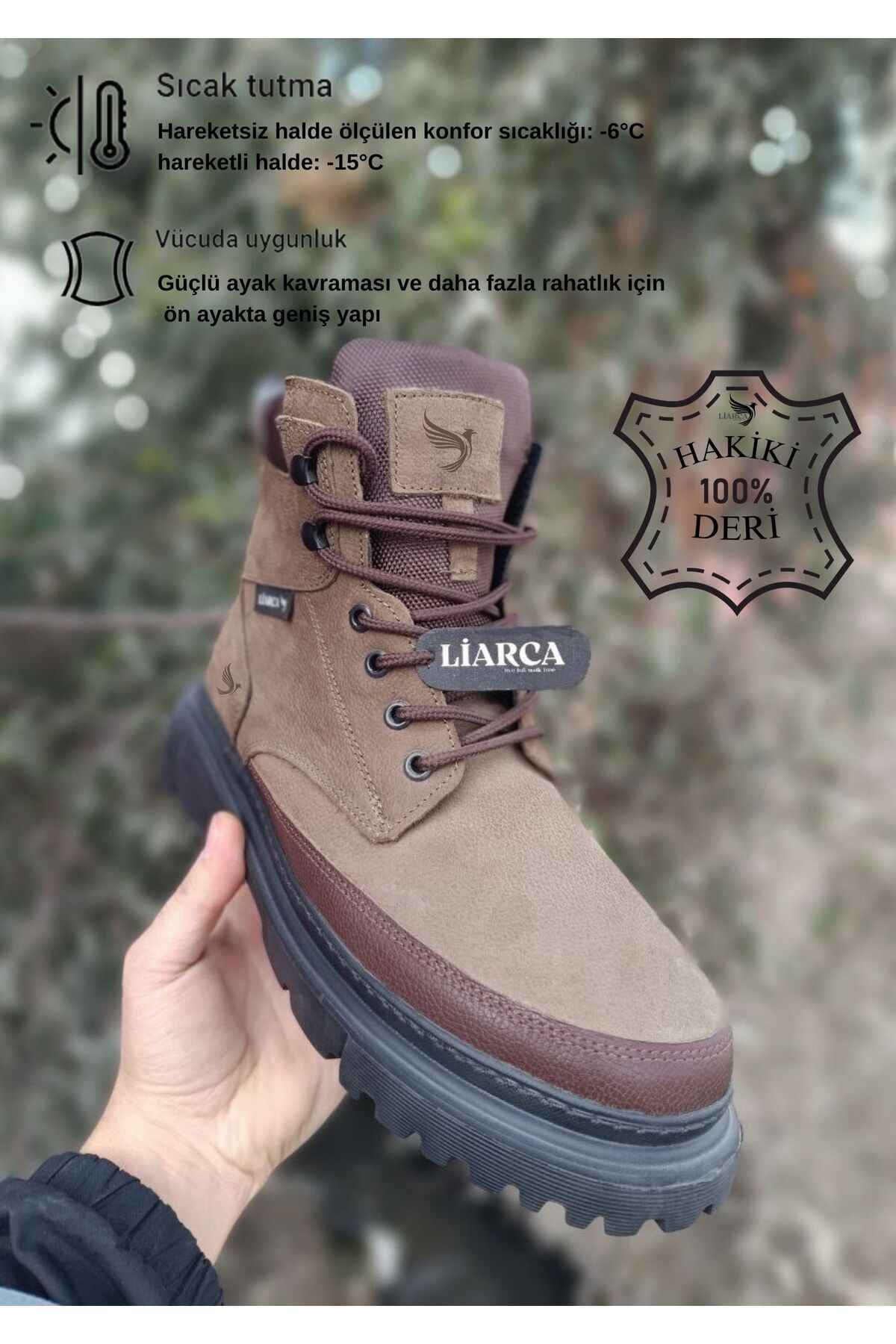 Hakiki Deri  Garantili Soğuk Geçirmez Kaymaz Eva alt ve Rahat İç Taban Kışlık Erkek Bot