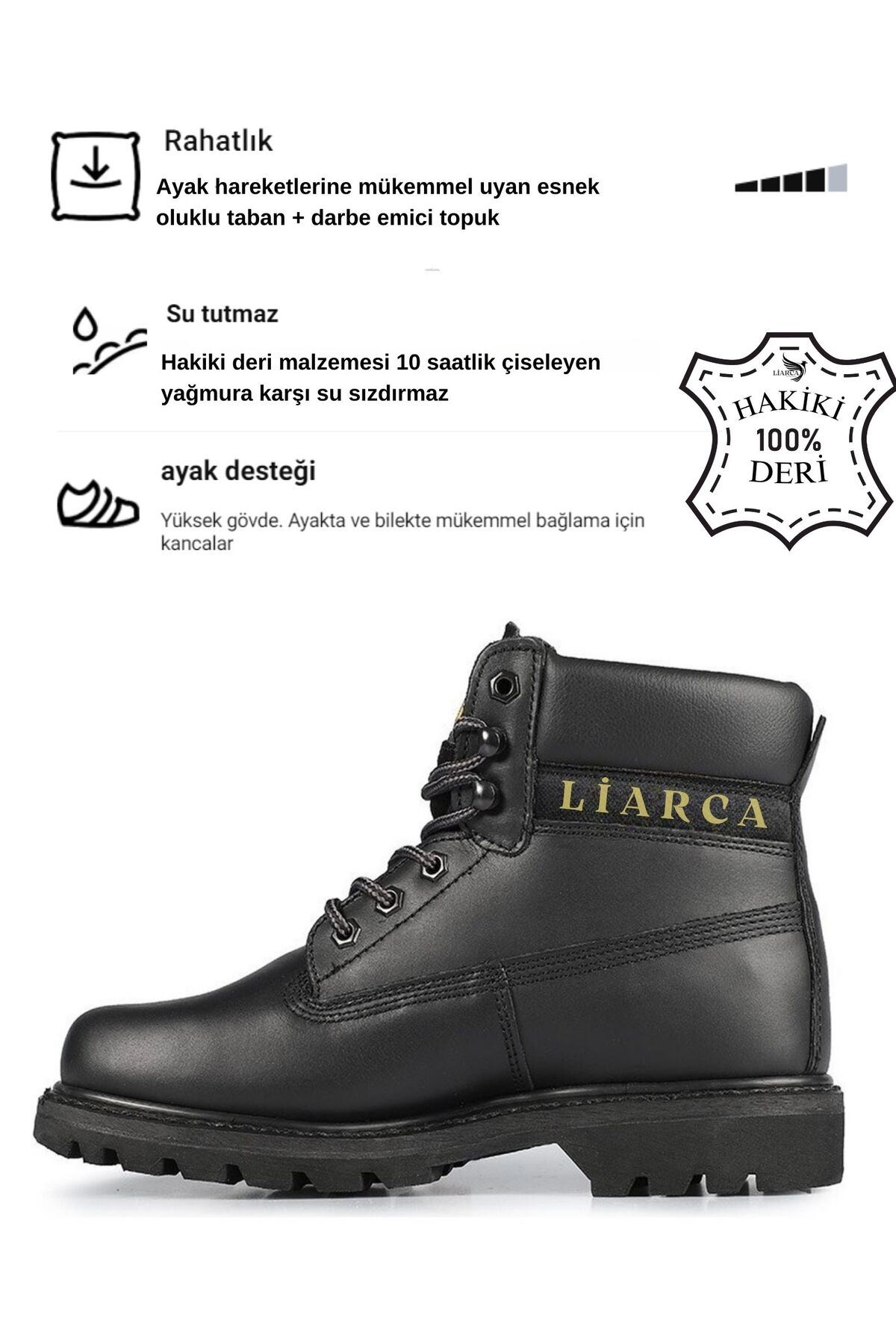 Hakiki  Deri Hafif Soğuk Geçirmez Kaymaz Kauçuk alt ve Rahat İç Taban Kışlık Unisex 36 37 38 39 40 4