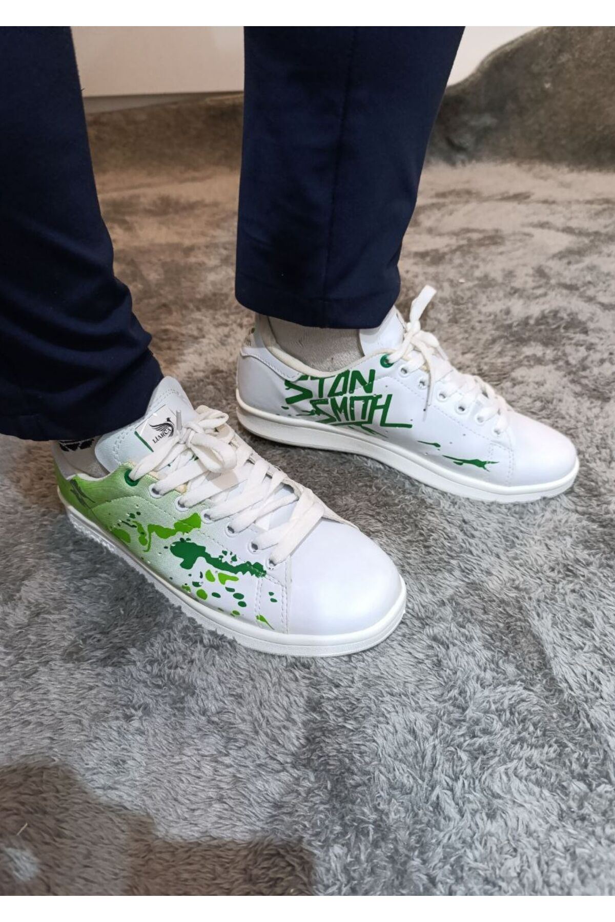 5015 Rahat Şık Beyaz Yeşil Sneaker Yürüyüş Ayakkabısı 36 37 38 39 40 Numara 