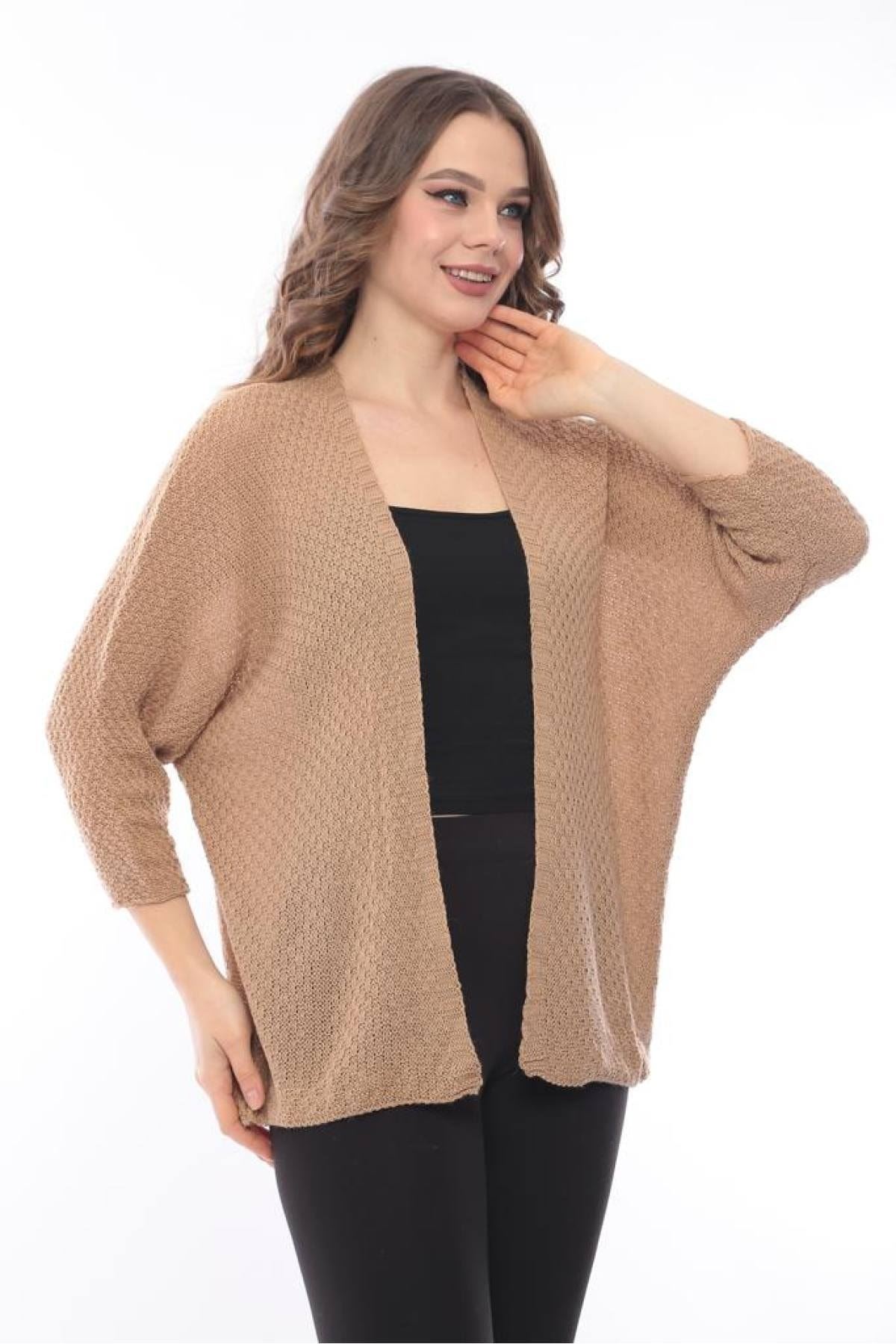 Kadın Yarasa Yazlık Ince Hırka Camel