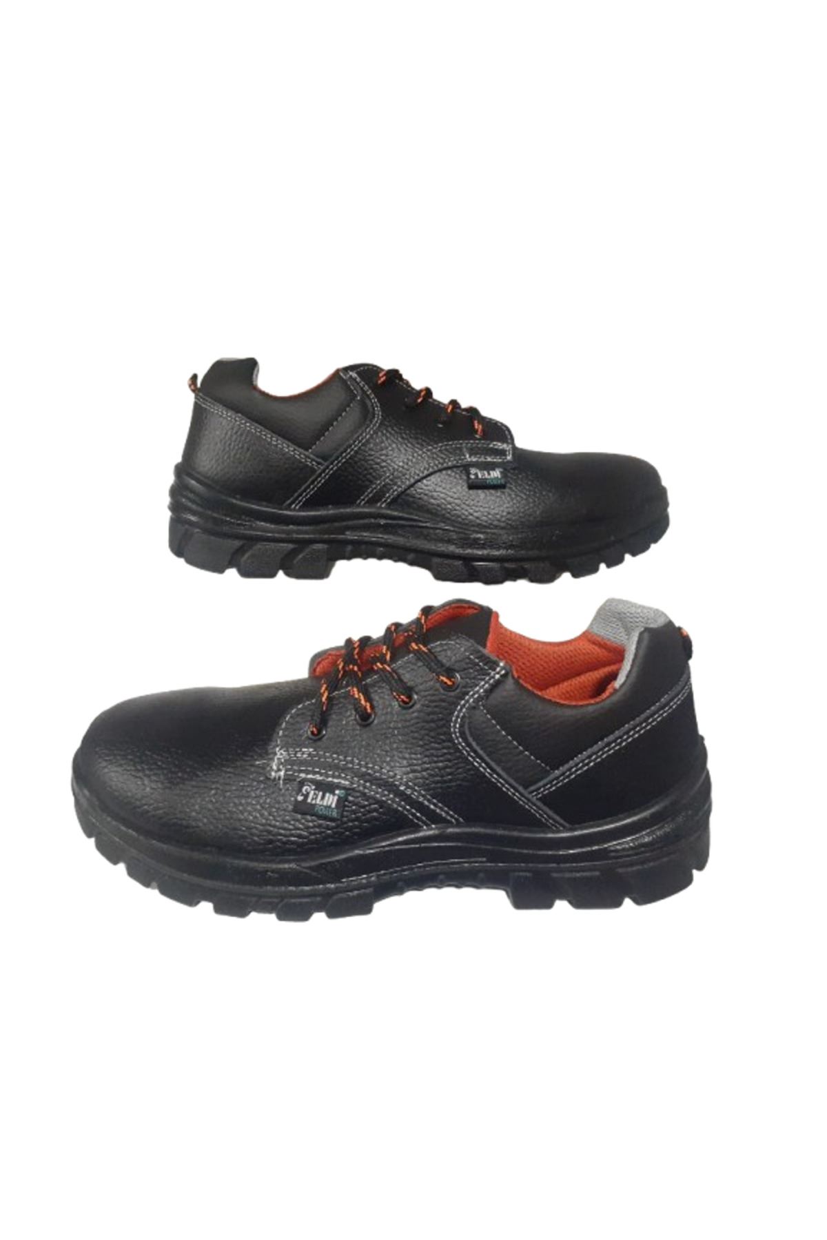 ELDİ POWER Erkek Siyah-Turuncu Çelik Burunlu Süet İş Güvenlik Ayakkabısı