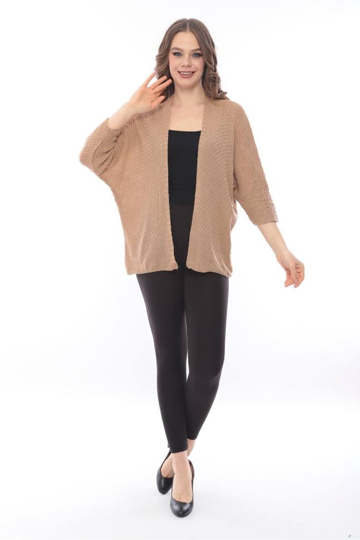 Kadın Yarasa Yazlık Ince Hırka Camel