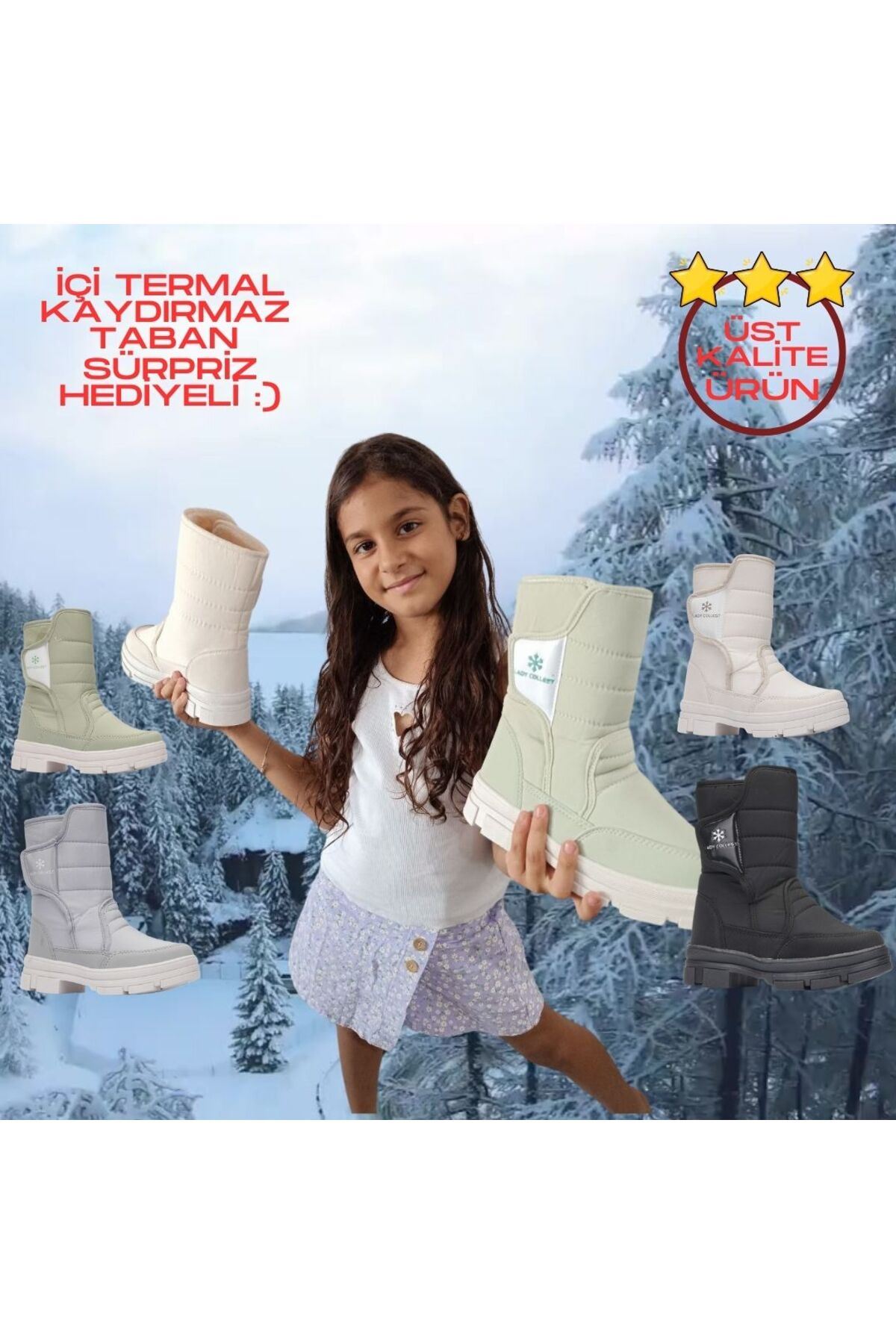 İçi Termal Kaydırmaz Üst Kalite Coolest Kar Botu