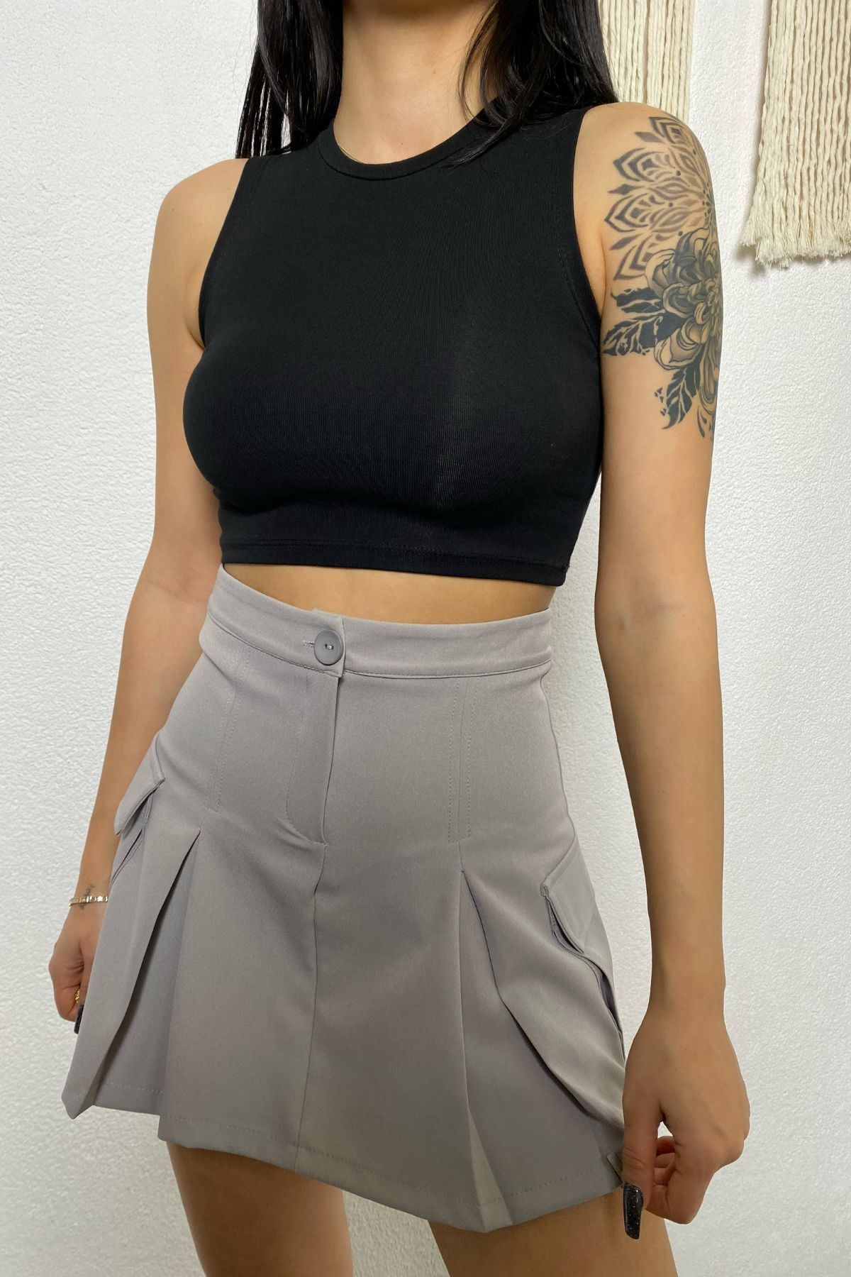 Kadın Basic 0 Yaka Likralı Ribana Atlet Crop