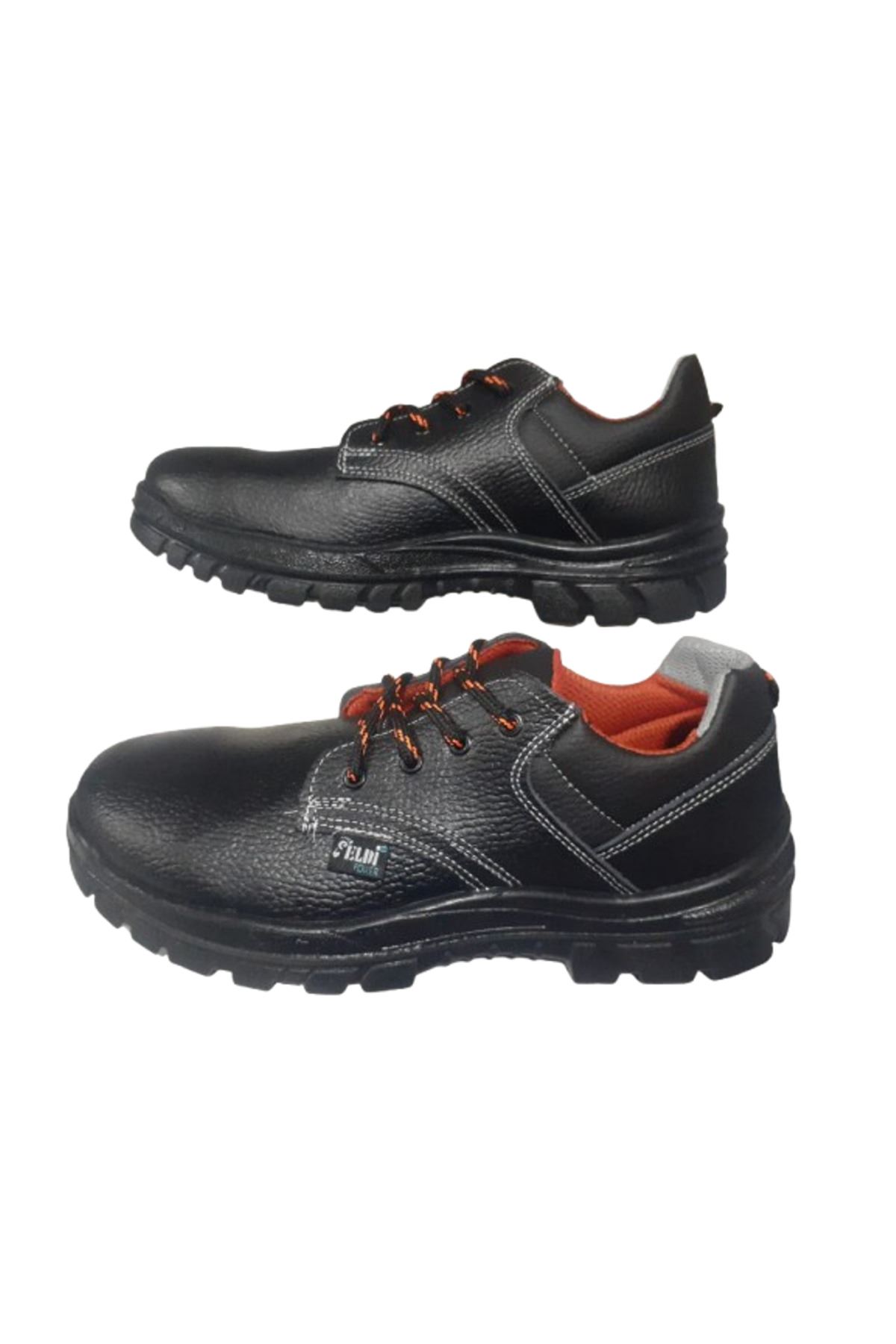 ELDİ POWER Erkek Siyah-Turuncu Çelik Burunlu Süet İş Güvenlik Ayakkabısı