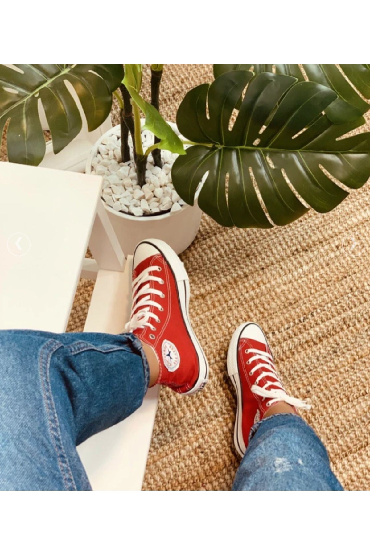 Kırmızı Günlük Keten Rahat Bilekli Yeşil Uzun Convers Sneaker Spor Ayakkabı