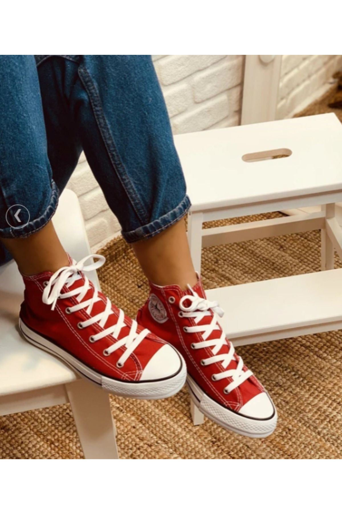 Kırmızı Günlük Keten Rahat Bilekli Yeşil Uzun Convers Sneaker Spor Ayakkabı