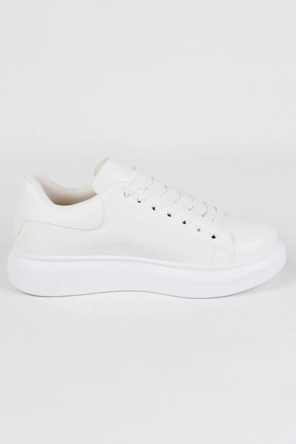 Beyaz Deri Yüksek Taban Erkek Spor Ayakkabı - Ossguus