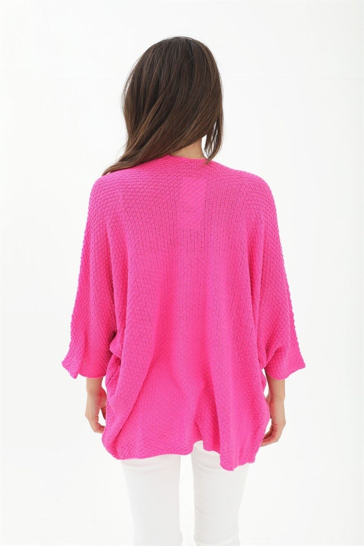 Yarasa Kol Kadın Hırka  Fuşya