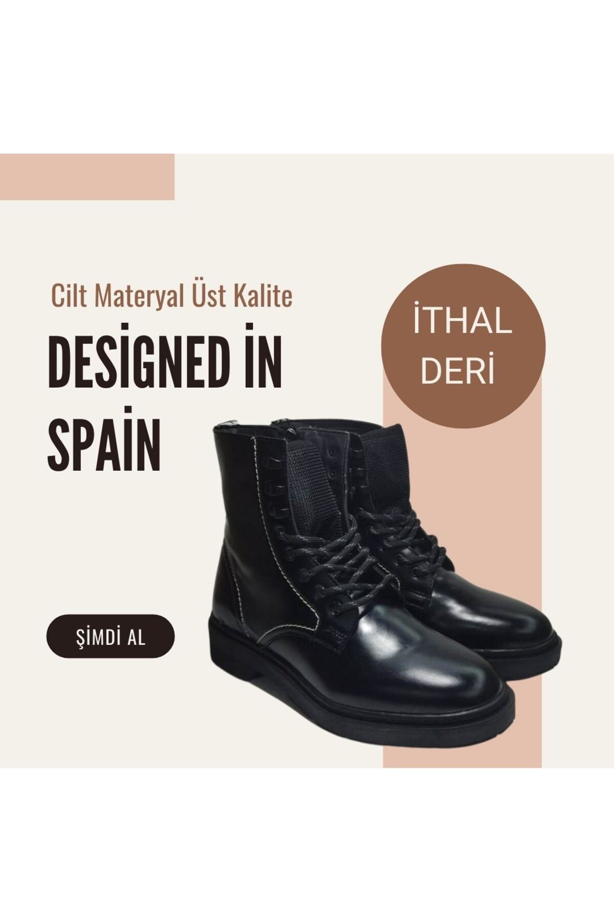 İspanyol Deri Fermuarlı Bağcıklı Su Geçirmez Çift Kat Üst Kalite Bot Çizme Postal