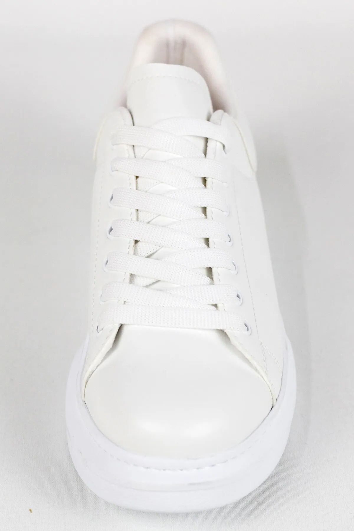 Beyaz Deri Yüksek Taban Erkek Spor Ayakkabı - Ossguus