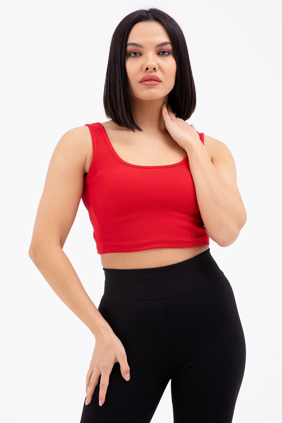 Kadın Kırmızı Crop Atlet