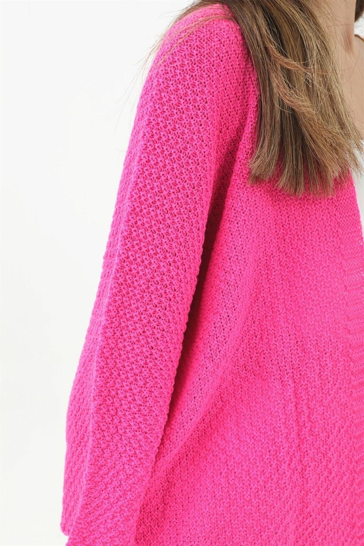 Yarasa Kol Kadın Hırka  Fuşya