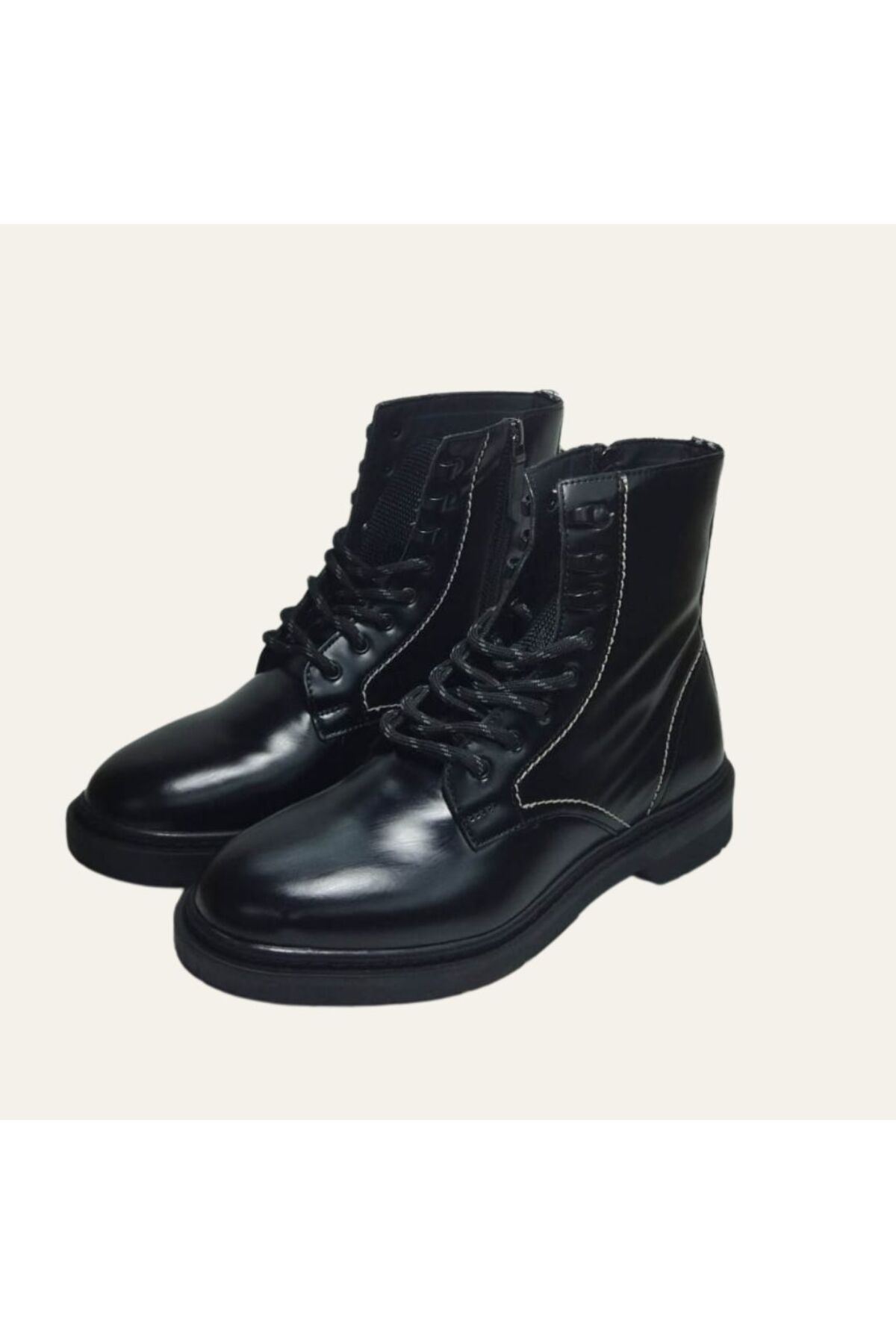 İspanyol Deri Fermuarlı Bağcıklı Su Geçirmez Çift Kat Üst Kalite Bot Çizme Postal