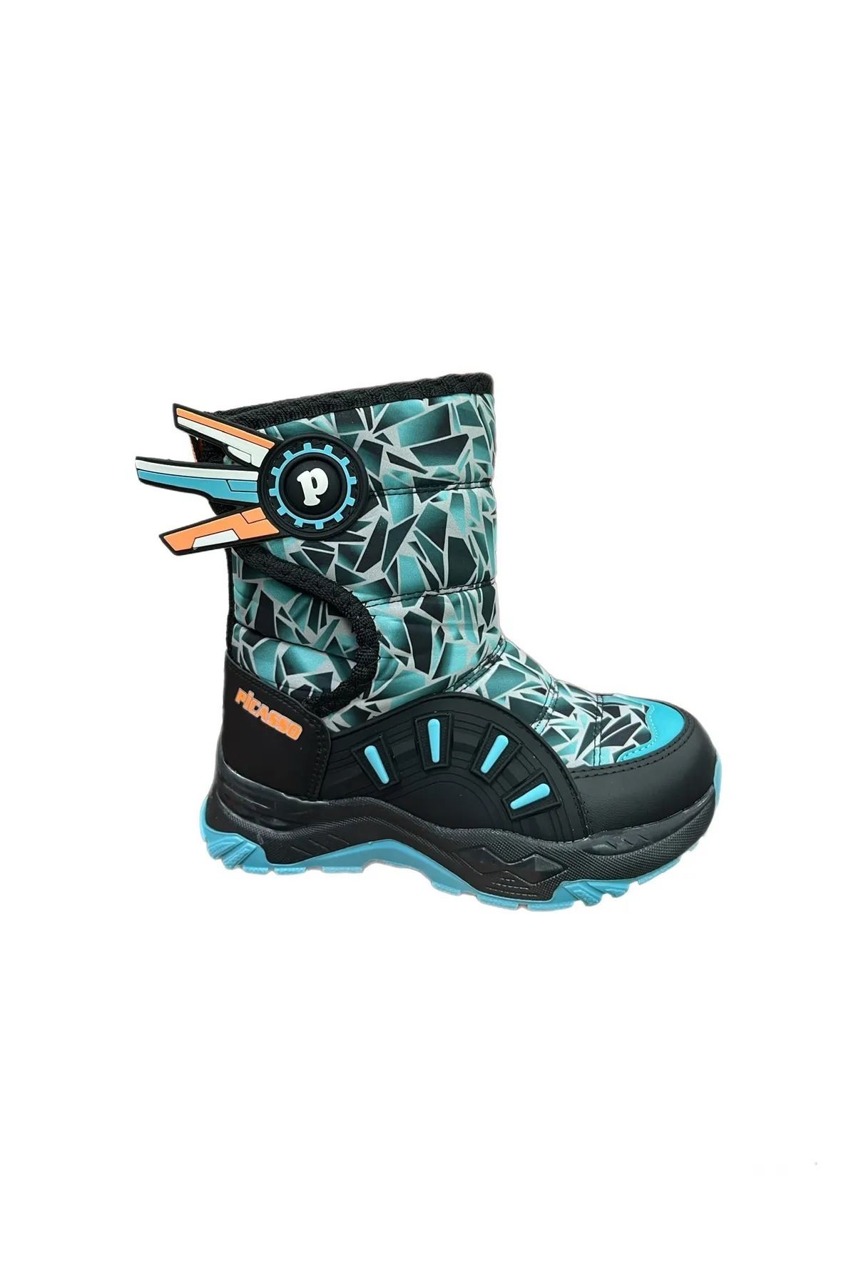 Kız Çocuk Paraşüt Kumaş Çizme Bot Pudra BuzBeyaz Yünlü Cırt Cırtlı Kaymaz Taban Su geçirmez Kar Botu