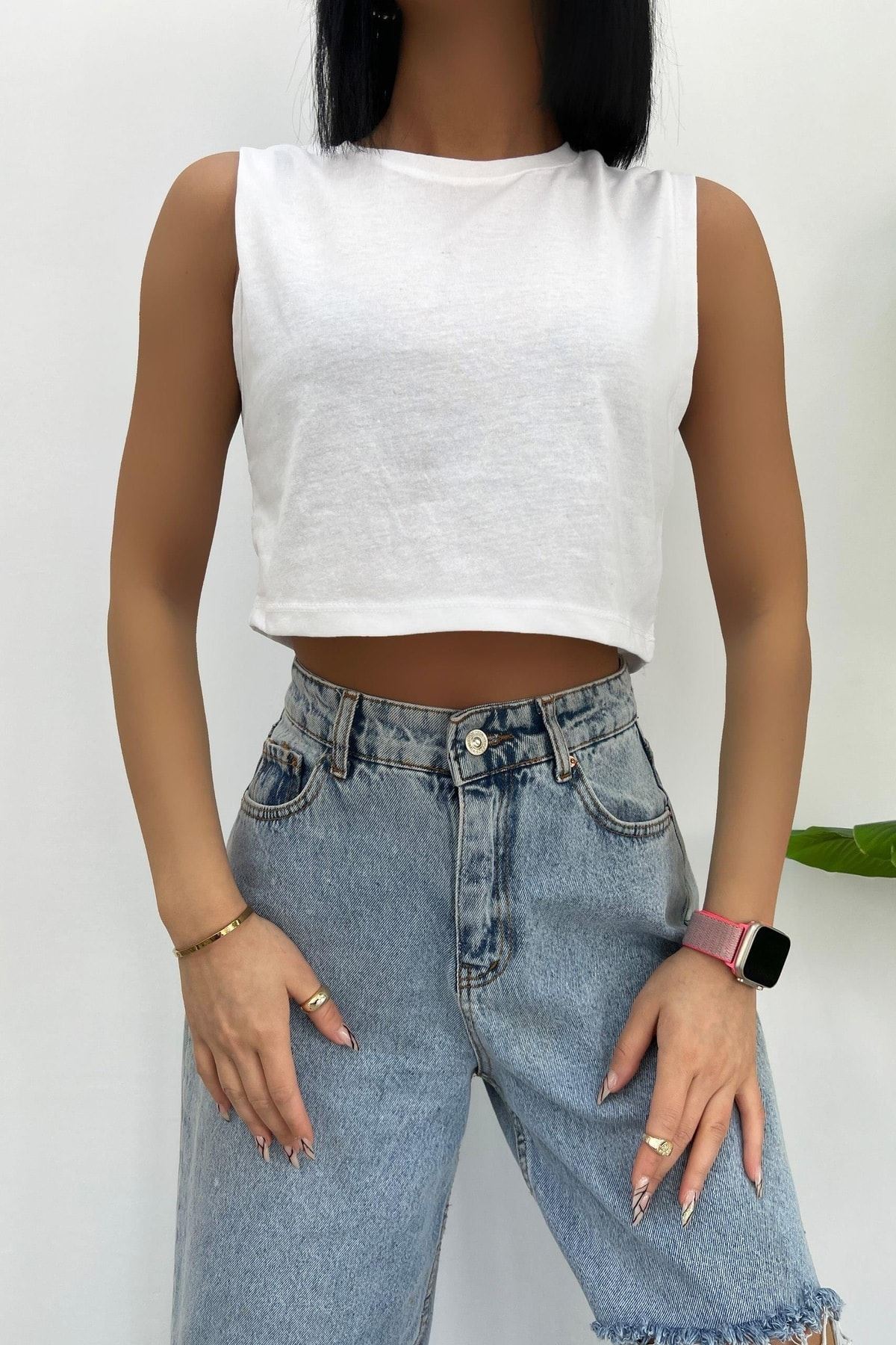 Üst Kalite 30/1 Süprem Kumaş Sıfır Kol Crop