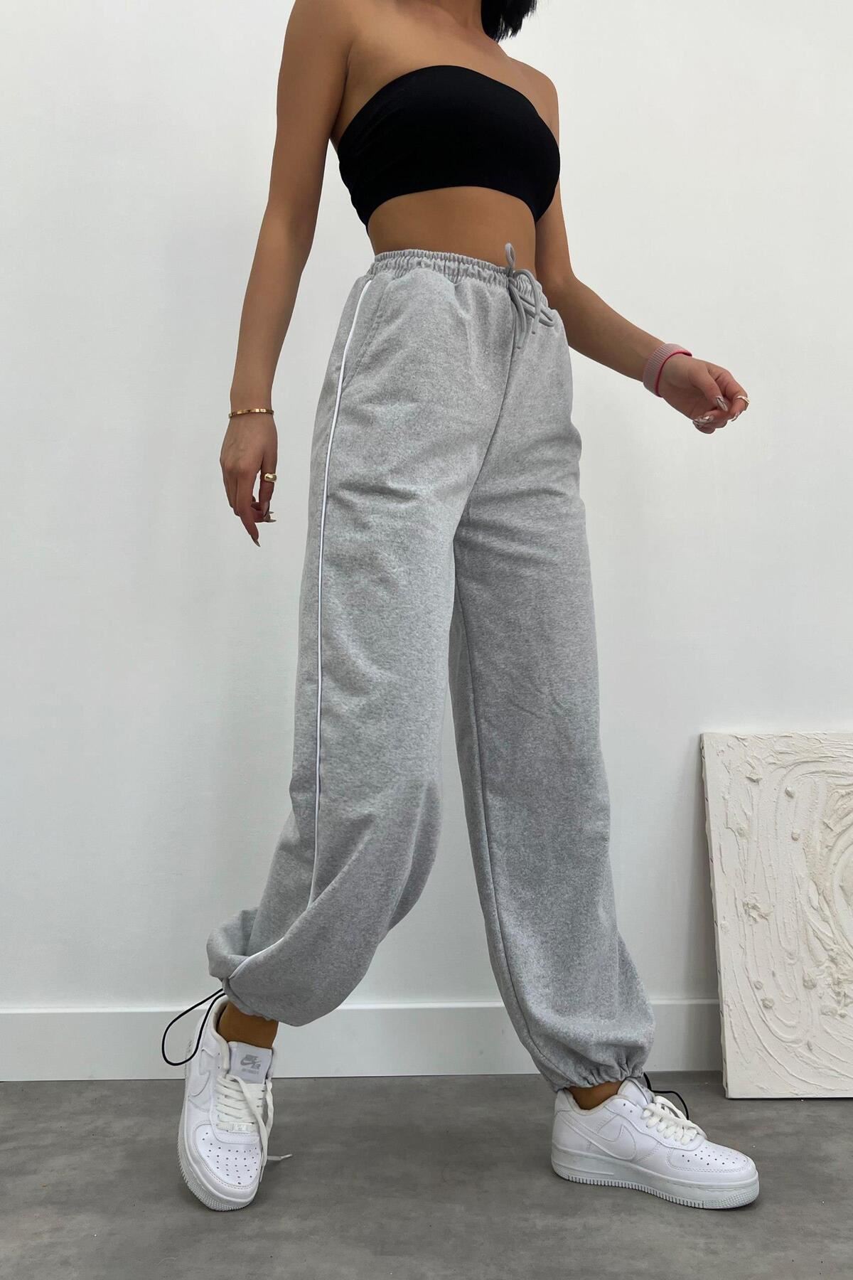 Üst Kalite Yan Biye Zip Bol Eşofman Altı