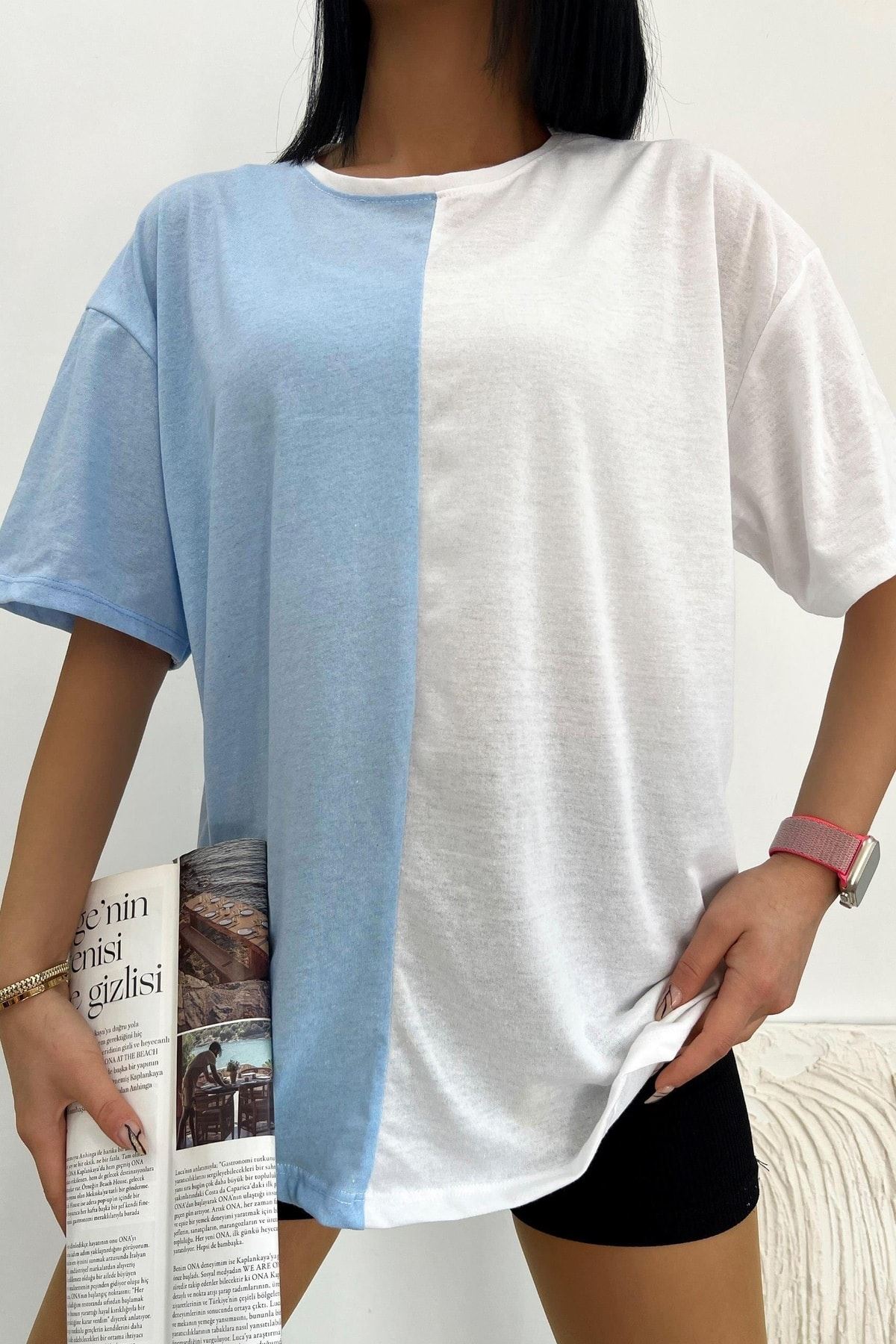 Üst Kalite 30/1 Süprem Kumaş Oversize Cift Renk Tshirt