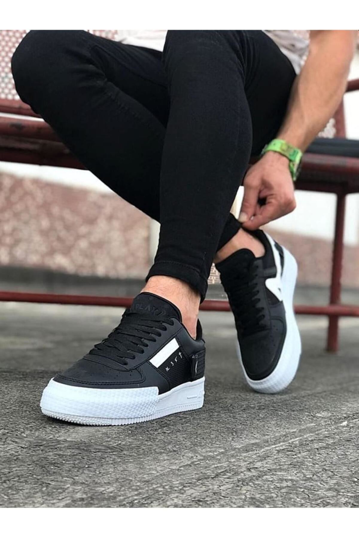 Wg201 Siyah Beyaz Erkek Günlük Ayakkabı