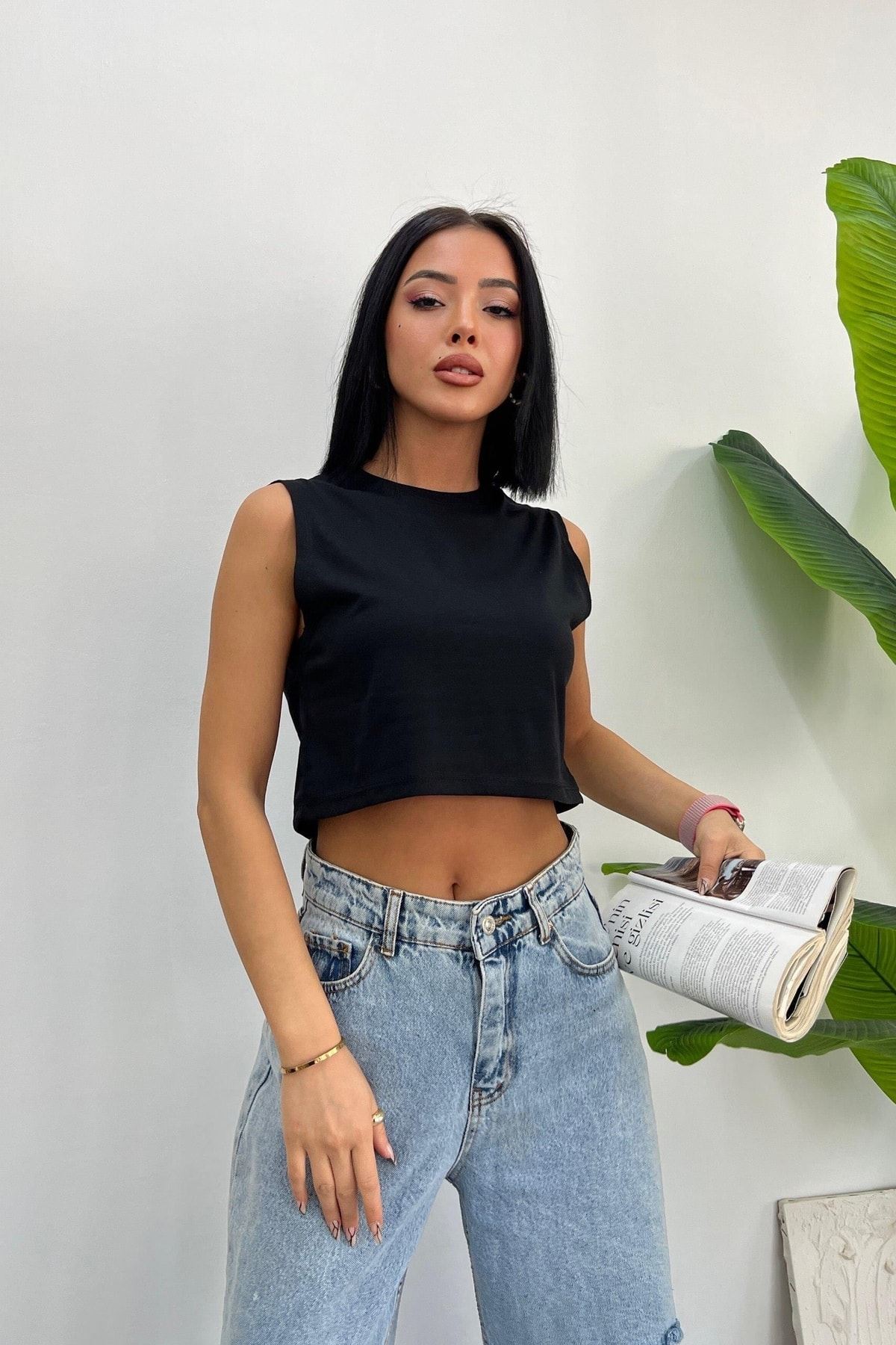 Üst Kalite 30/1 Süprem Kumaş Sıfır Kol Crop