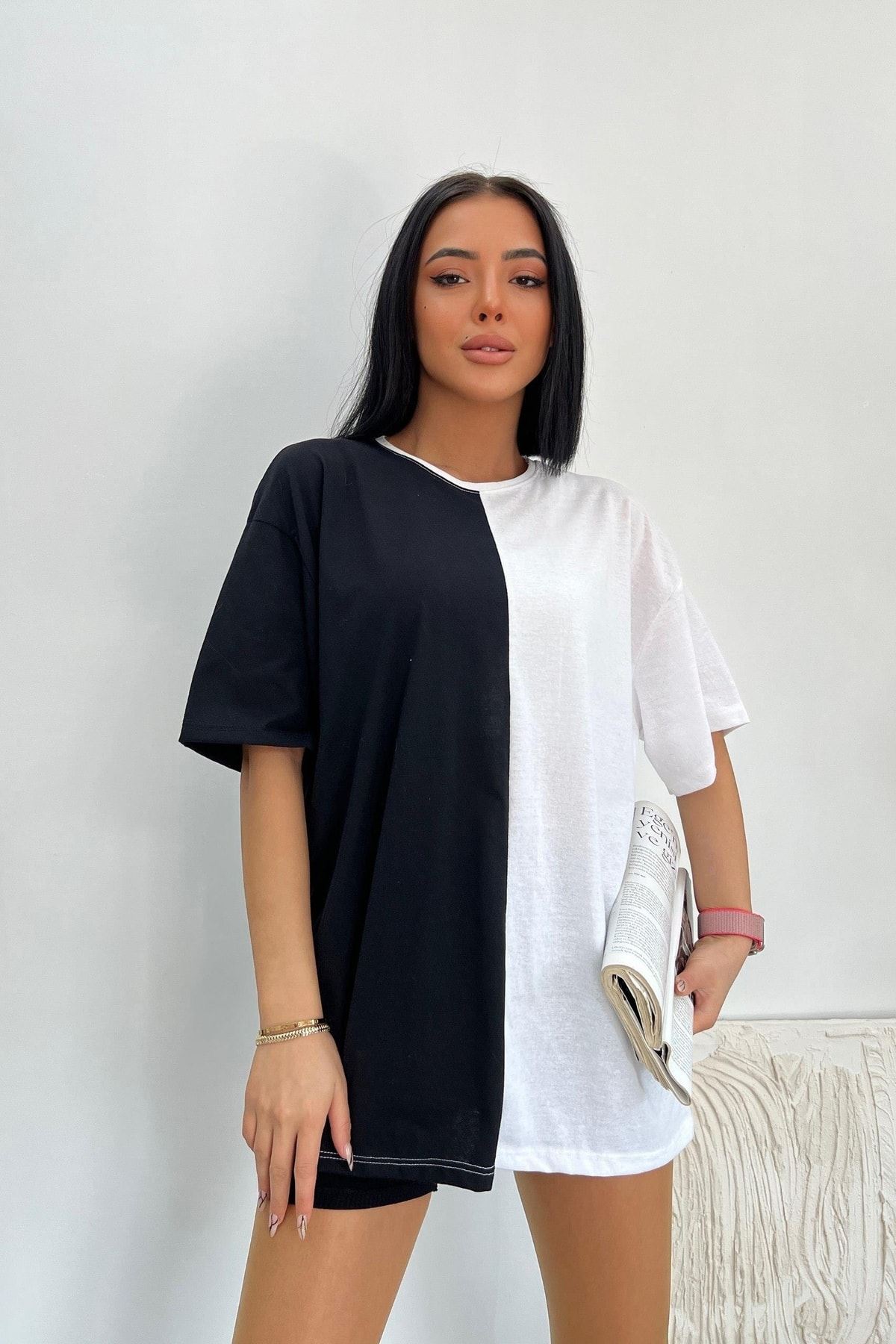 Üst Kalite 30/1 Süprem Kumaş Oversize Cift Renk Tshirt